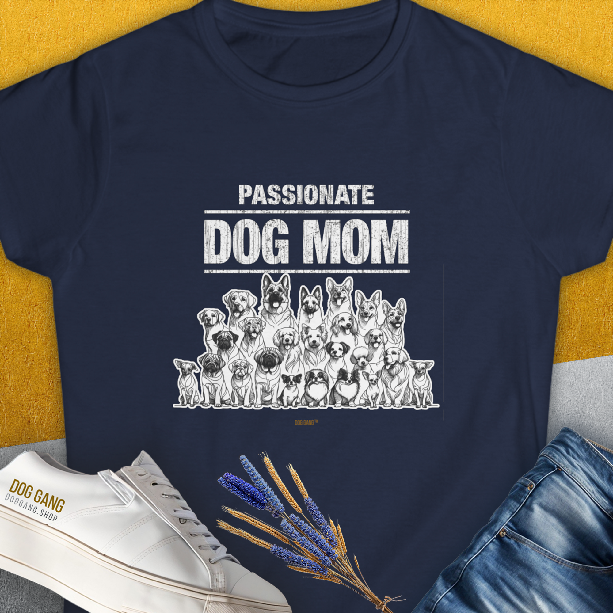 Dog Mom Series, Volume 8, Women's T-Shirt-Navy, a cool and stylish design with a funny saying from Dog Gang