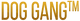 The image displays the text DOG GANG™ in bold, golden letters on a white background.