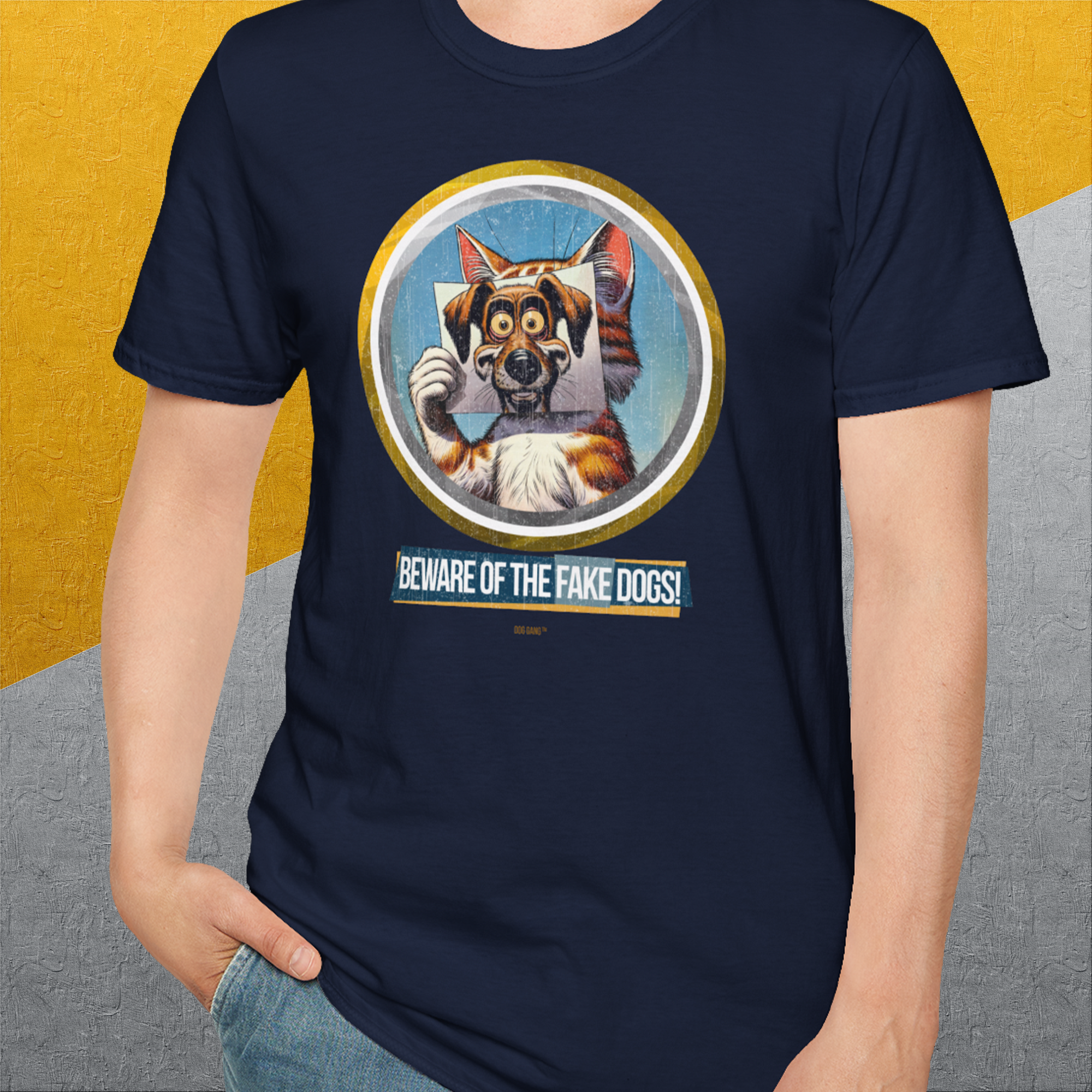 Beware Of The Fake Dogs! Volume 1, Unisex T-Shirt-, Design by Dog Gang