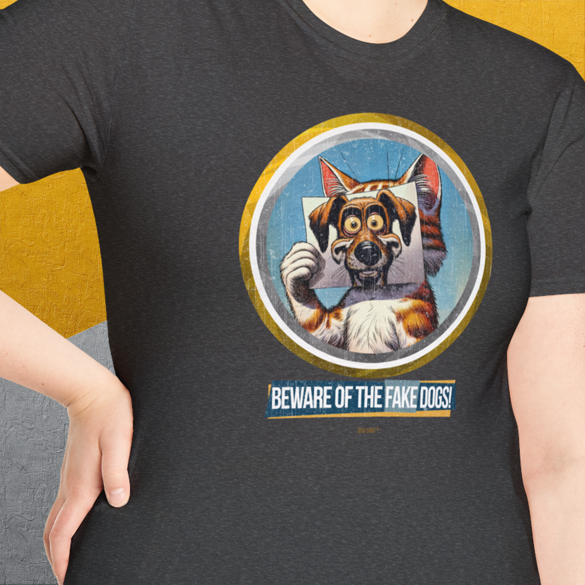 Beware Of The Fake Dogs! Volume 1, Unisex T-Shirt-, Design by Dog Gang