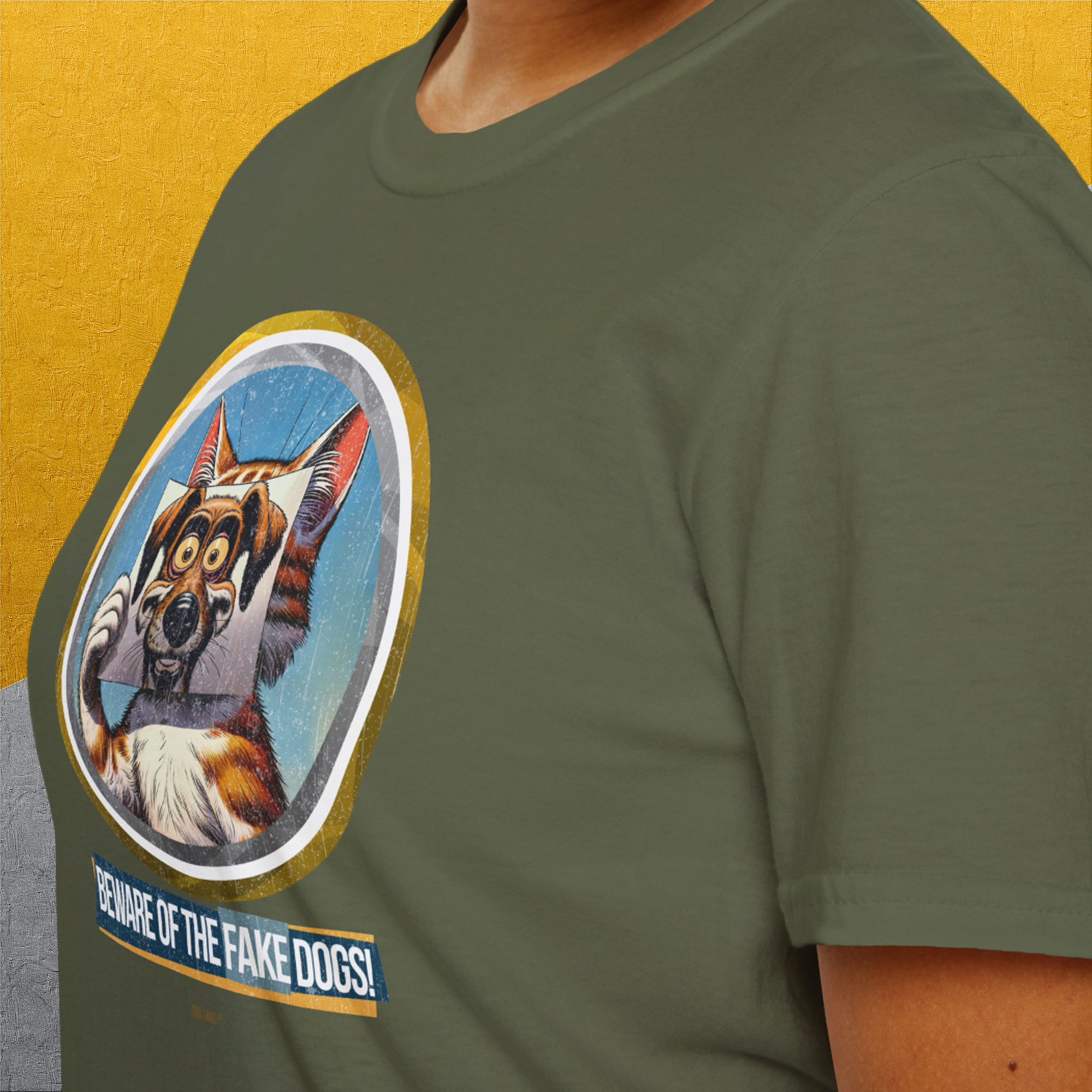 Beware Of The Fake Dogs! Volume 1, Unisex T-Shirt-, Design by Dog Gang