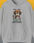 The Go Fetch It Yourself Series, Volume 2 Unisex Hoodie in Sport Grey features a funny dog design with the quote: Throw it away one more time and you can go fetch it yourself! Designed by Dog Gang.