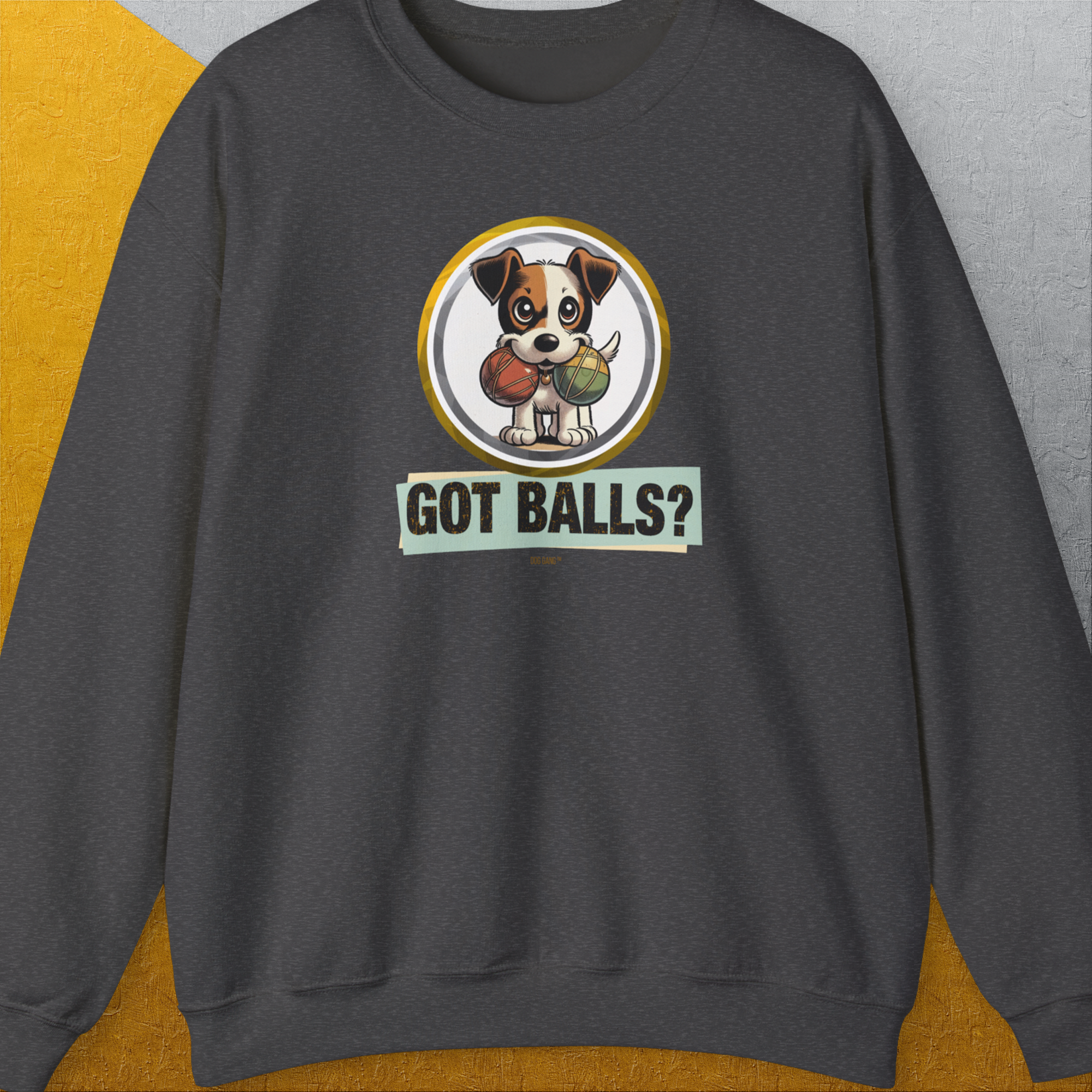 Got Balls? Volume 5, Unisex Sweatshirt-Dark Heather, Design by Dog Gang