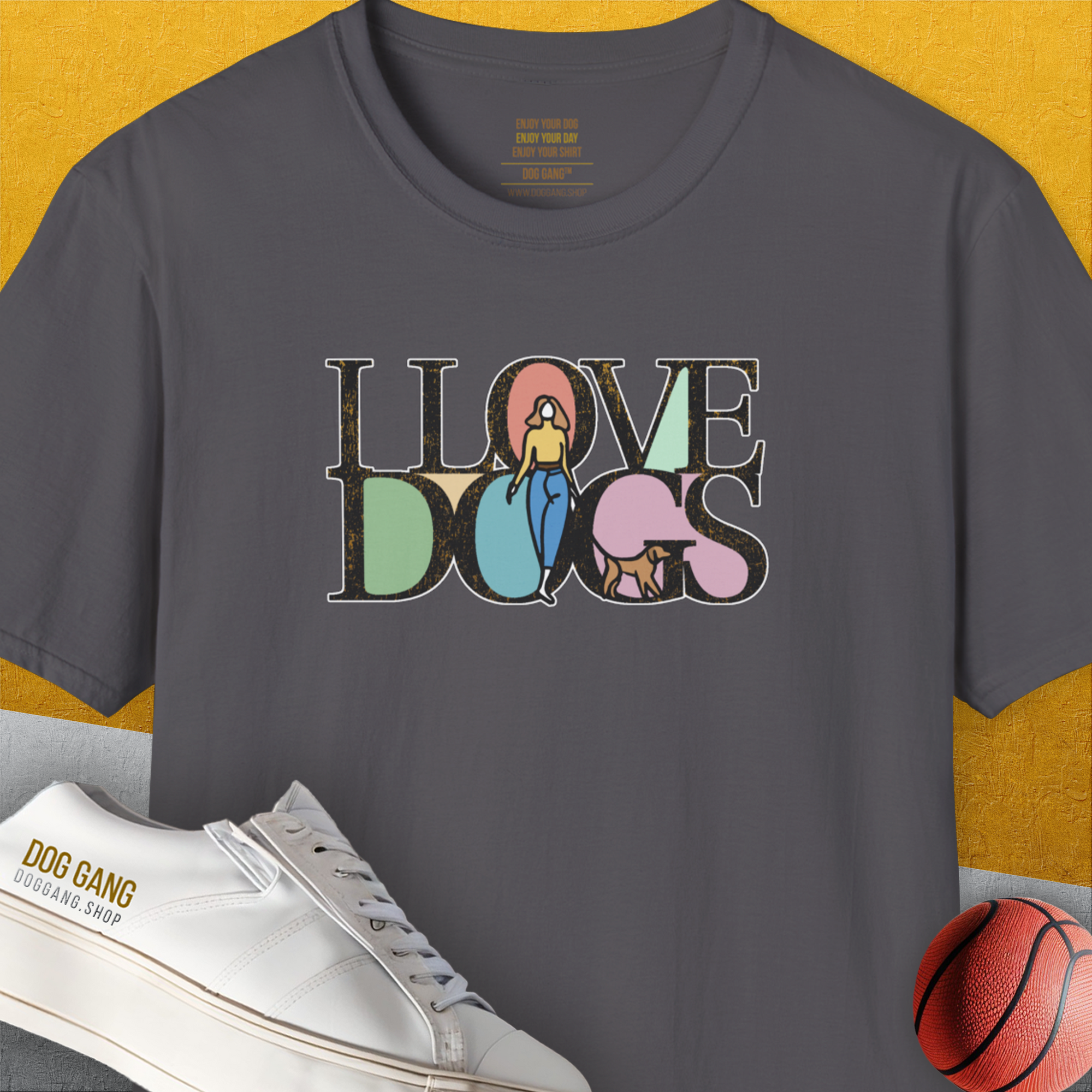 I Love Dogs - Series I, Volume 5, Unisex T-Shirt-Charcoal, Design by Dog Gang