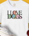 I Love Dogs - Series I, Volume 6, Unisex T-Shirt-White. A perfect gift for dog lovers and dog owners. Design by Dog Gang