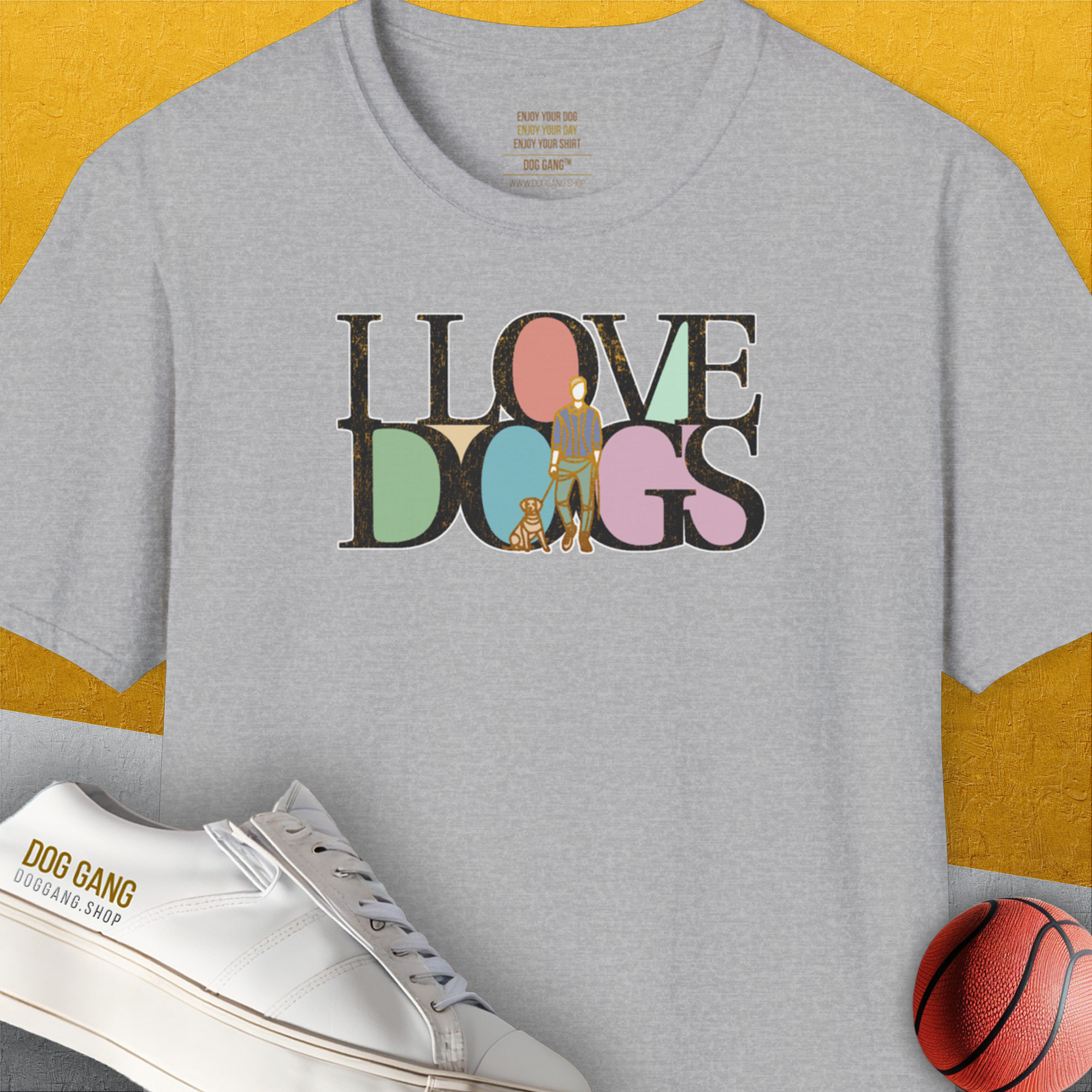 I Love Dogs - Series I, Volume 6, Unisex T-Shirt-Sport Grey, Design by Dog Gang