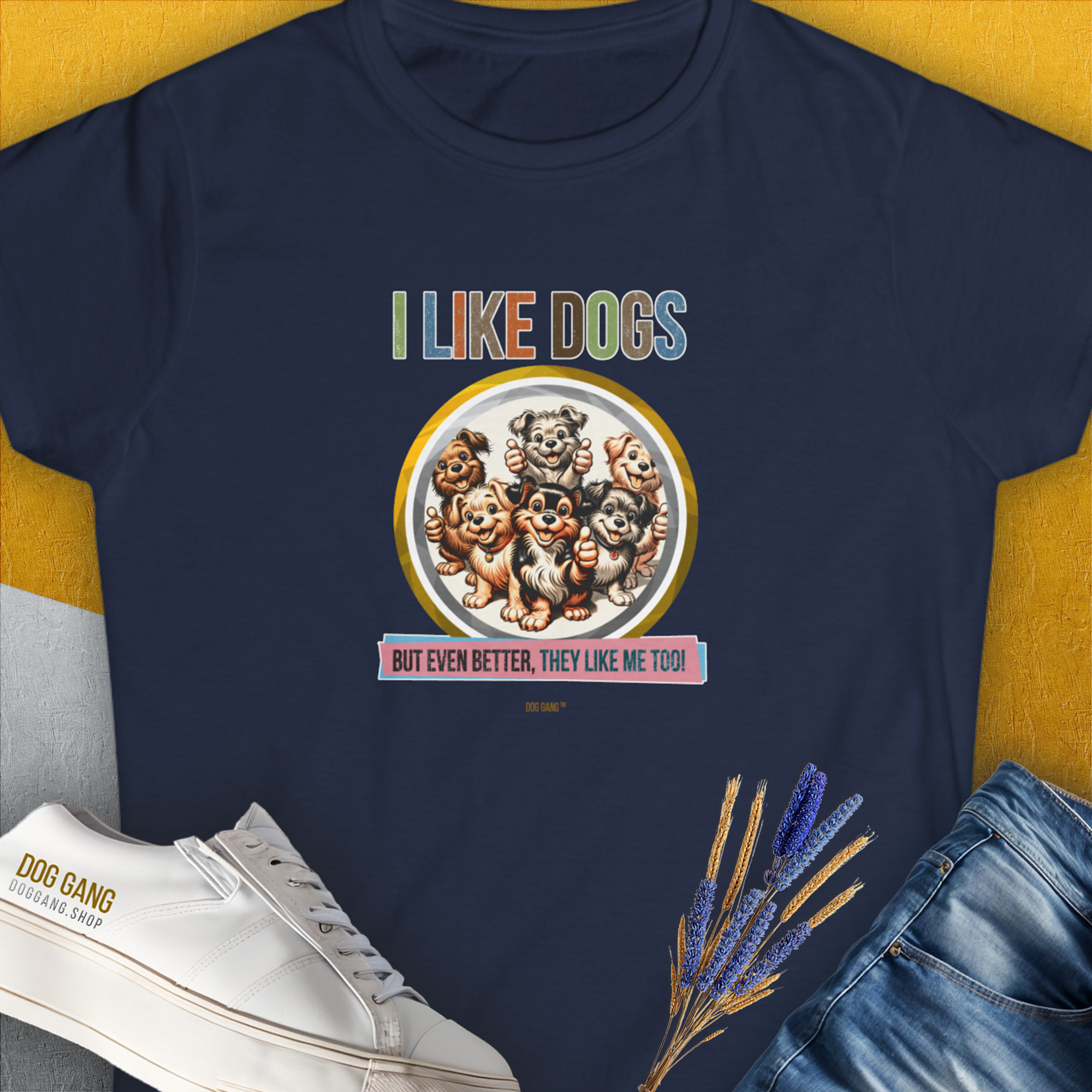 I Like Dogs And They Like Me Too, Volume 5, Women's T-Shirt-Navy. A dog-themed Design from Dog Gang