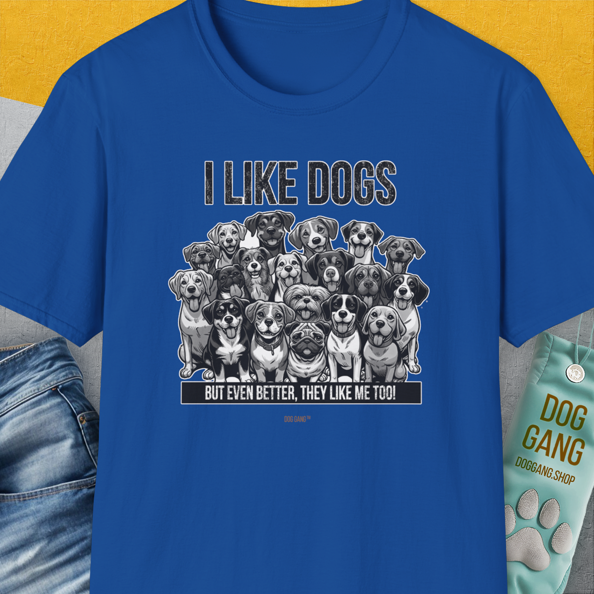 I Like Dogs And They Like Me Too, Volume 3, Unisex T-Shirt-Royal, Design by Dog Gang