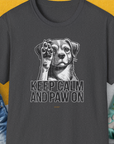 Keep Calm And Paw On, Volume 1, Unisex T-Shirt-Dark Heather, Design by Dog Gang