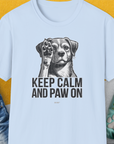 Keep Calm And Paw On, Volume 1, Unisex T-Shirt-Light Blue, Design by Dog Gang