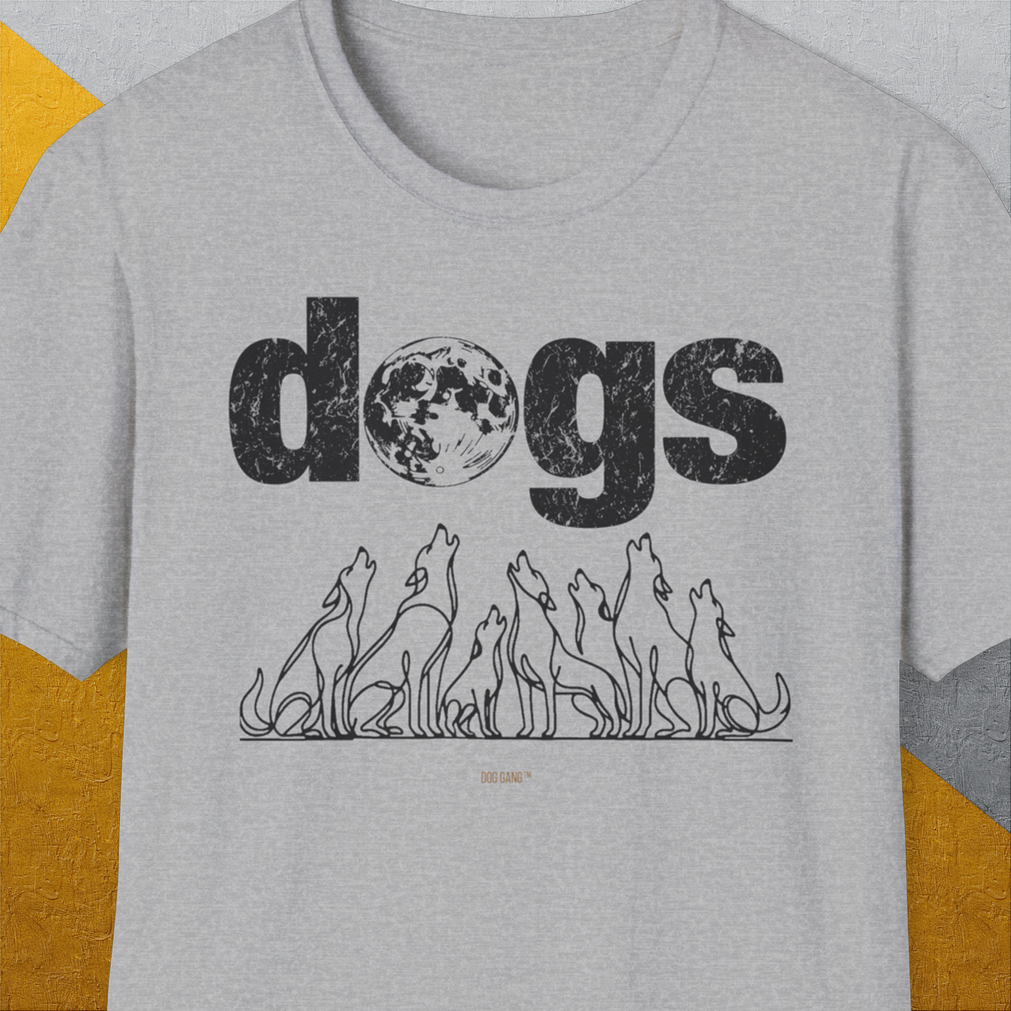 The Dog Gang Minimalistic Series II, Volume 3, Unisex T-Shirt-Sport Grey. A perfect gift for dog lovers and dog owners. Design by Dog Gang