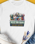 Police Dog Squad For Small Matters (Toy Poodle Division), Volume 2, Women's T-Shirt-White. For dog lovers and dog owners. Design by Dog Gang