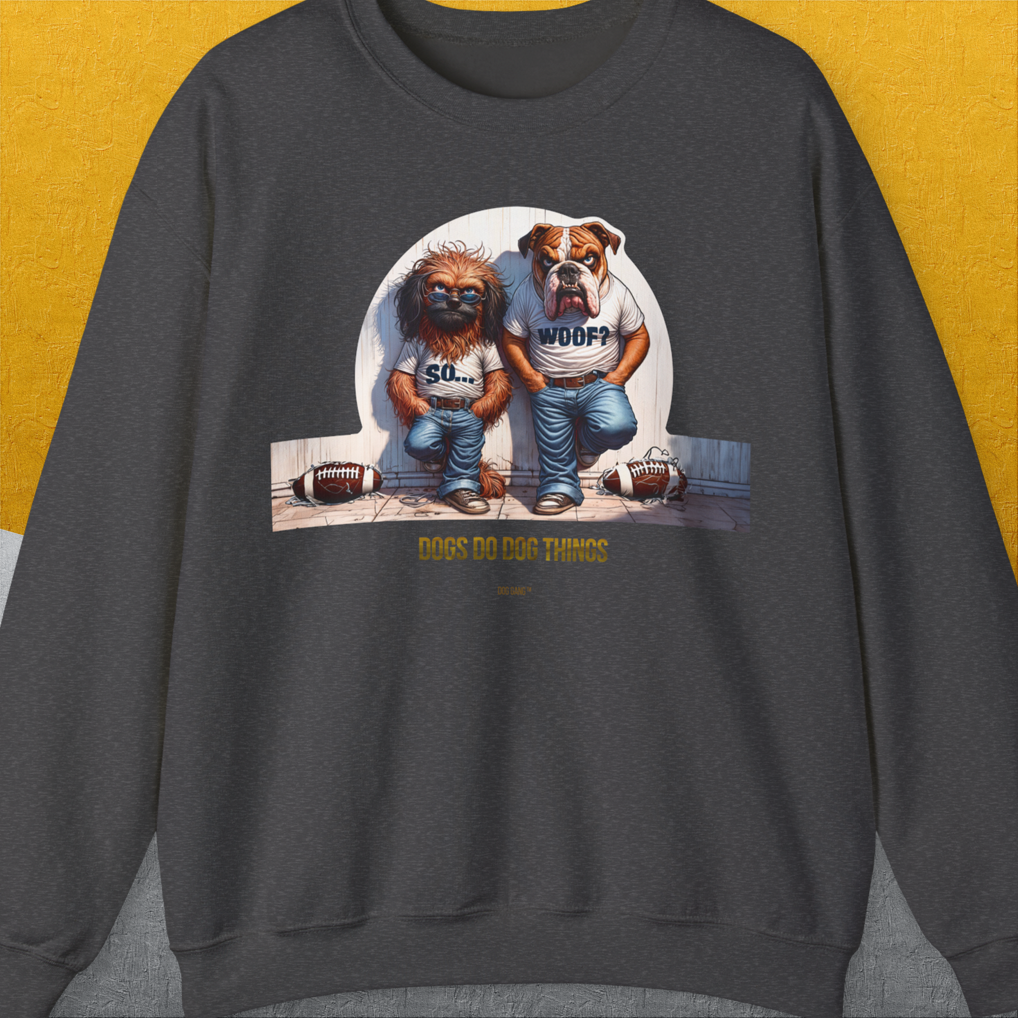 So... Woof? Volume 7, Unisex Sweatshirt-Dark Heather, Design by Dog Gang