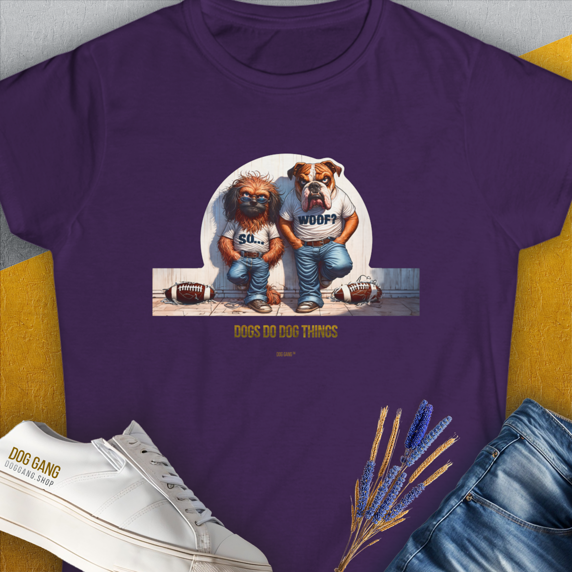So... Woof? Volume 7, Women's T-Shirt-Purple, a cool and stylish design with a funny saying from Dog Gang