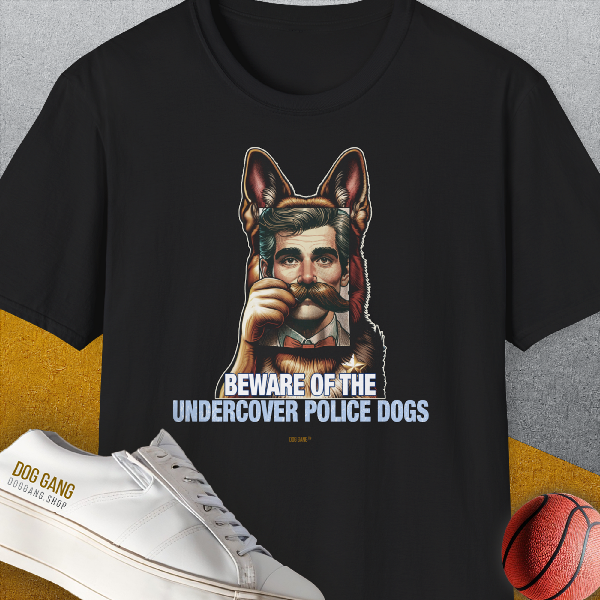 Beware Of The Undercover Police Dogs, Volume 2, Unisex T-Shirt-Black, Design by Dog Gang