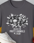 Unleash-Series (Party Animals), Volume 1, Unisex T-Shirt-Charcoal, Design by Dog Gang