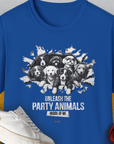 Unleash-Series (Party Animals), Volume 1, Unisex T-Shirt-Royal, Design by Dog Gang