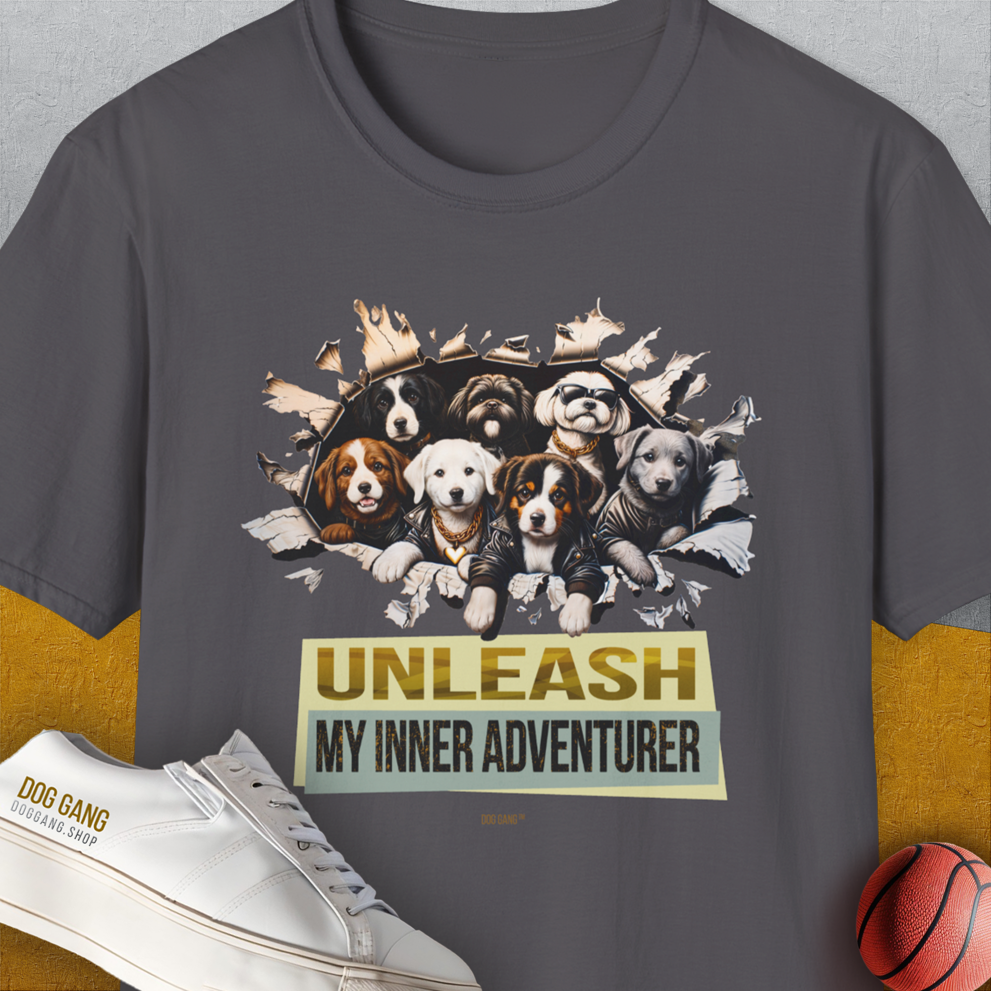 Unleash-Series (My Inner Adventurer), Volume 2, Unisex T-Shirt-Charcoal, Design by Dog Gang