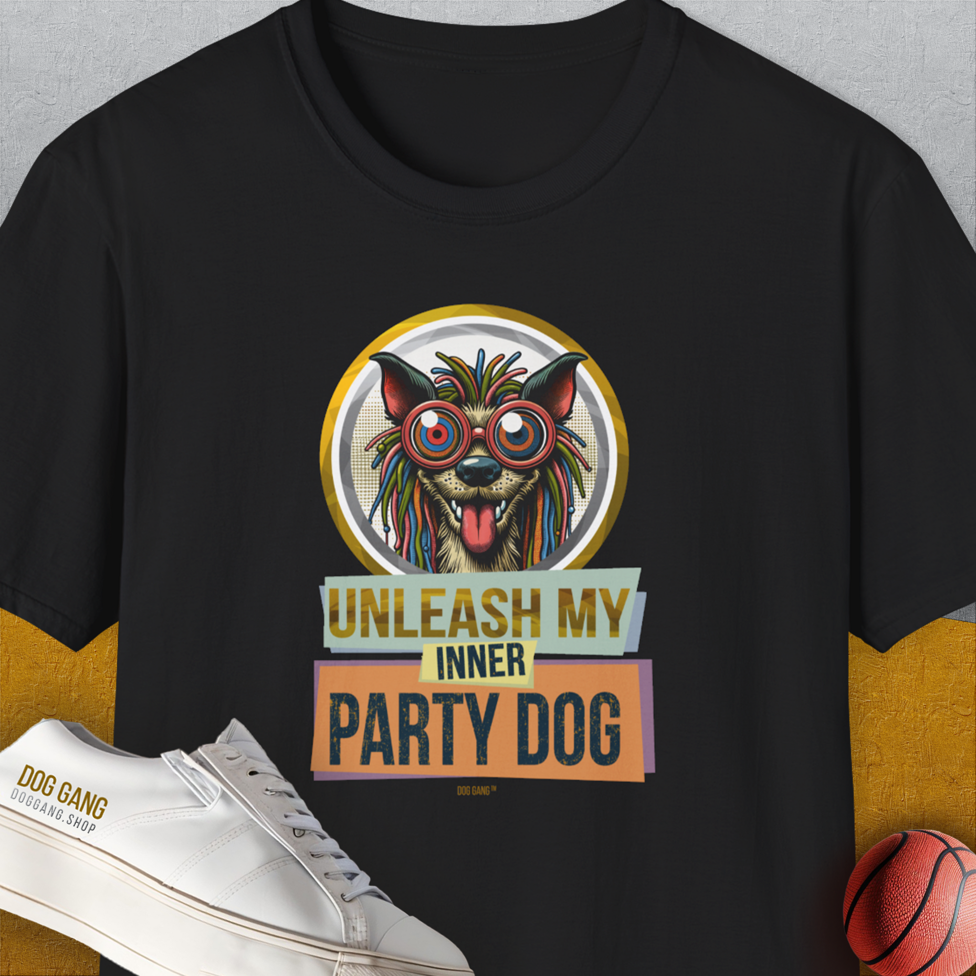 Unleash-Series (My Inner Party Dog), Volume 3, Unisex T-Shirt-Black, Design by Dog Gang