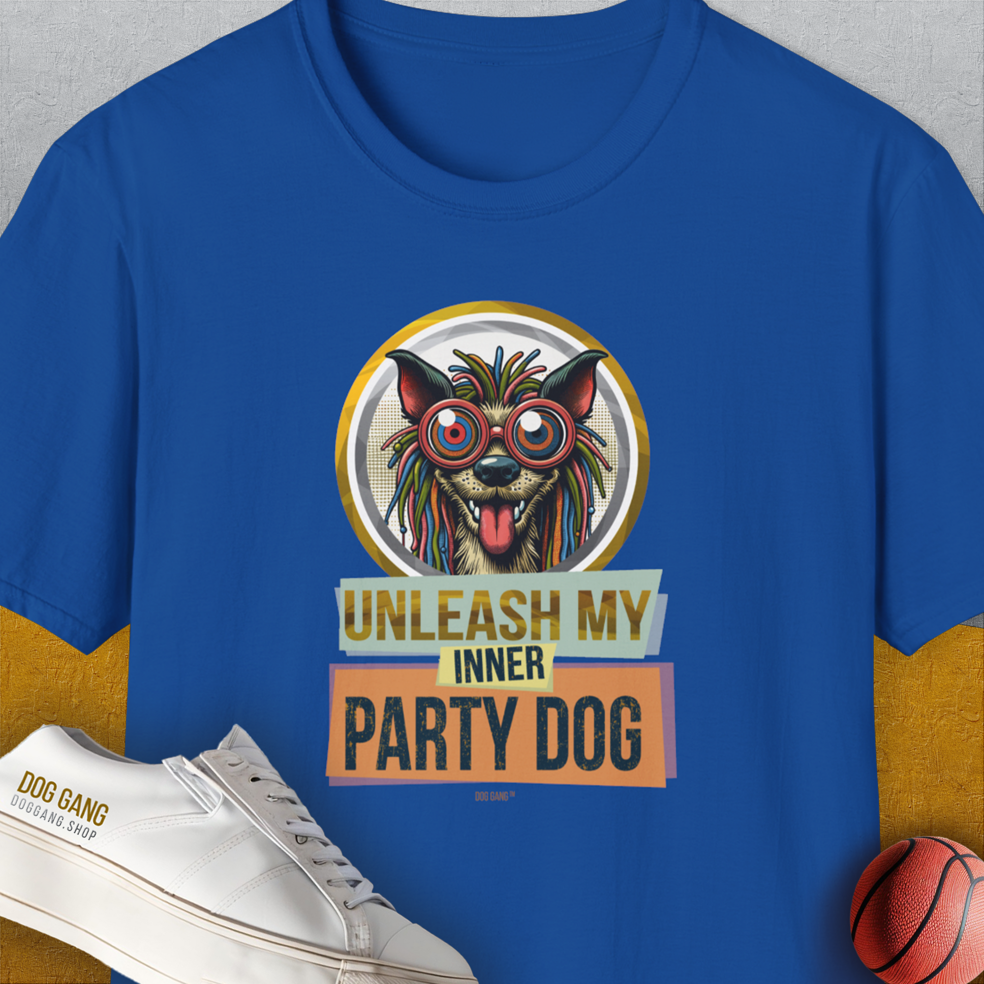 Unleash-Series (My Inner Party Dog), Volume 3, Unisex T-Shirt-Royal, Design by Dog Gang