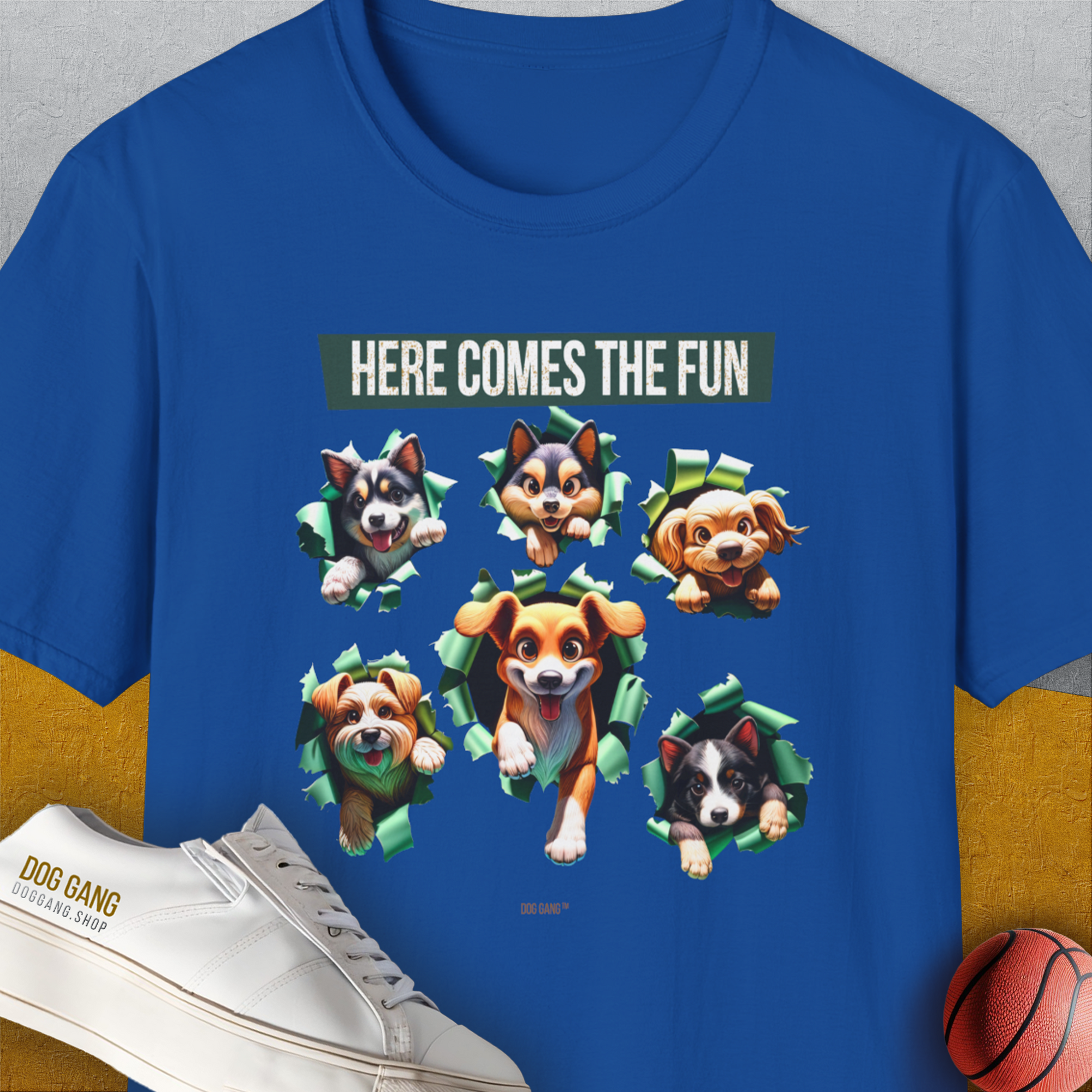 Unleash-Series (Here Comes The Fun), Volume 4, Unisex T-Shirt-Royal, Design by Dog Gang