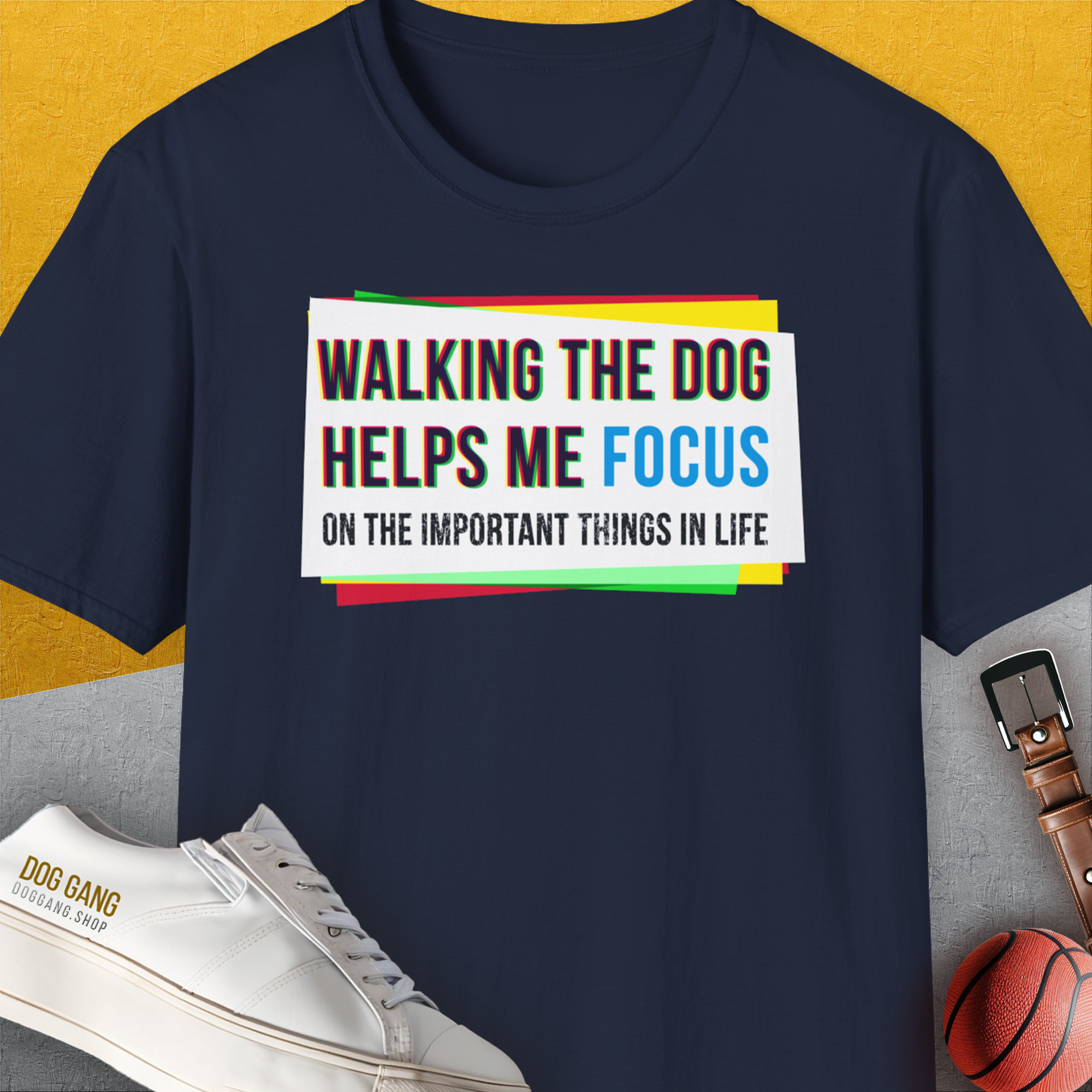 Walking The Dog Series One, Volume 1, Unisex T-Shirt-Navy, a fun and stylish design for dog lovers from Dog Gang