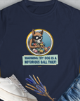 Warning: My Dog Is A Notorious Ball Thief, Volume 1, Women's T-Shirt-Navy, a cool and stylish design with a funny saying from Dog Gang