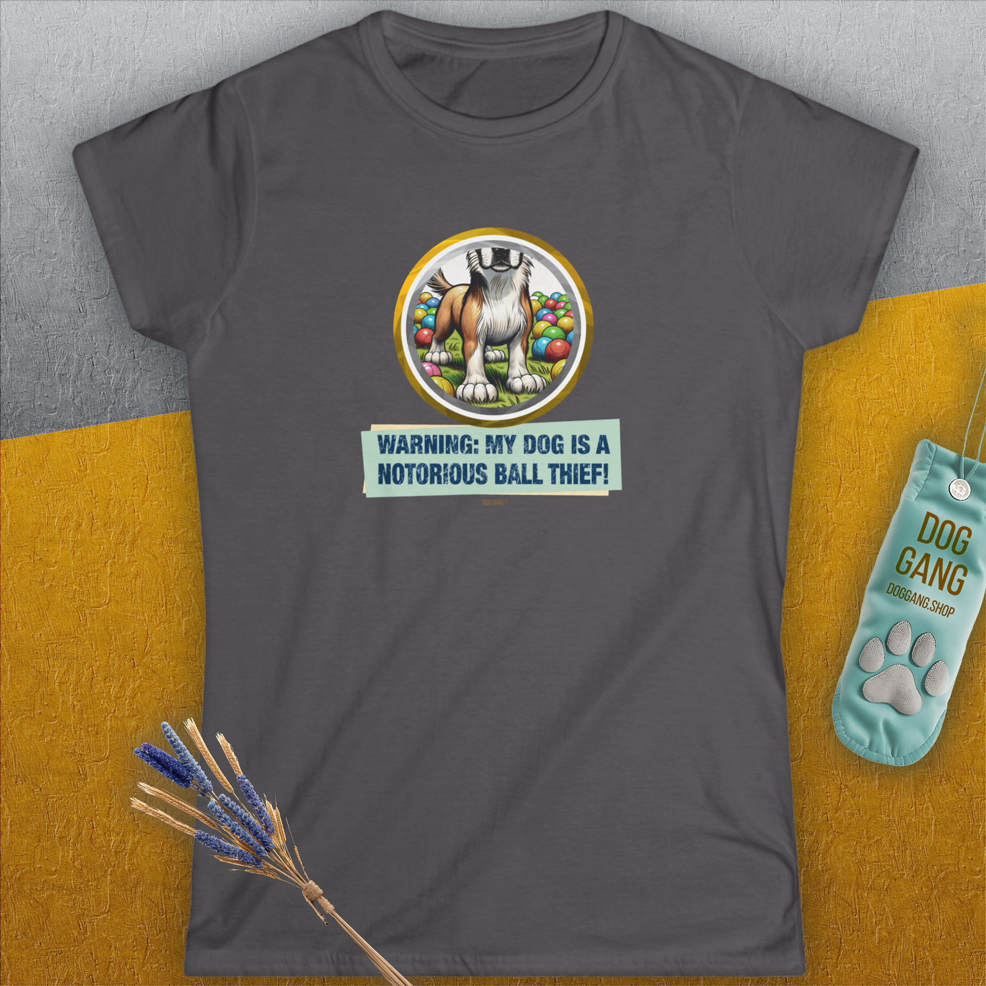 Warning: My Dog Is A Notorious Ball Thief, Volume 2, Women's T-Shirt-, a fun and stylish design for dog lovers from Dog Gang