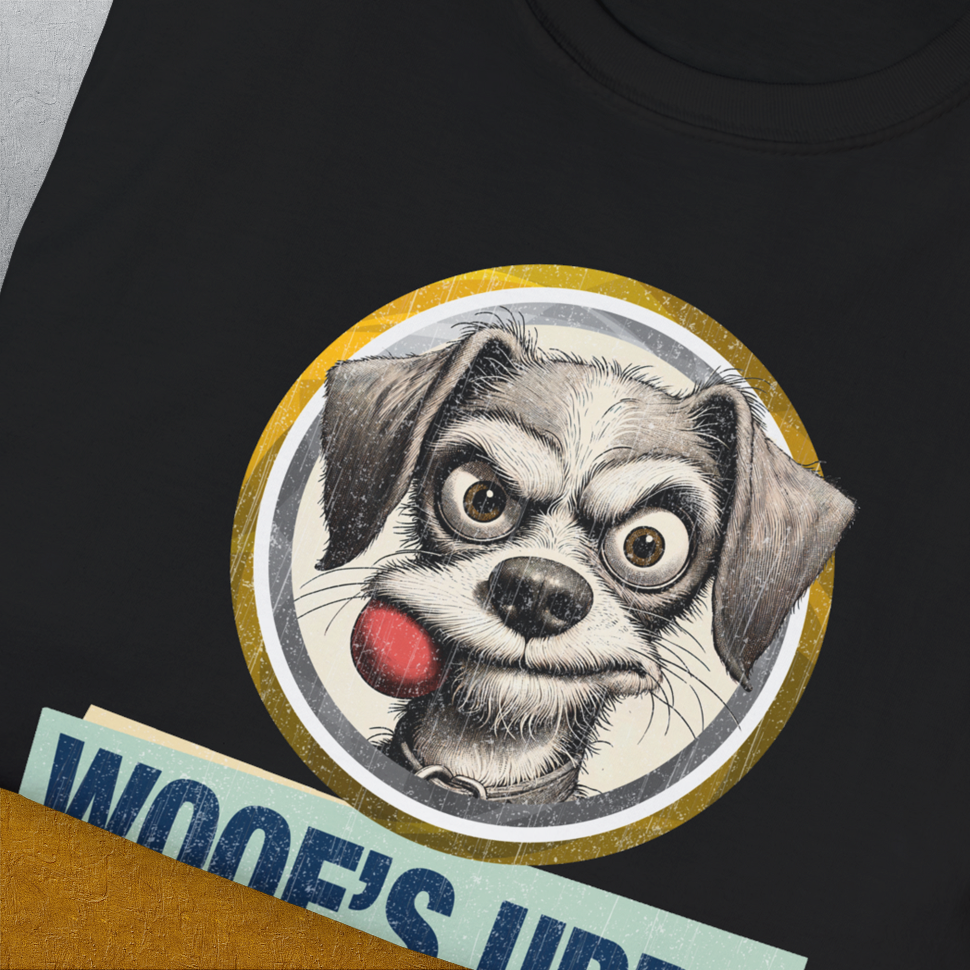Woof's Upp? Volume 1, Unisex T-Shirt-, a cool and stylish design with a funny saying from Dog Gang
