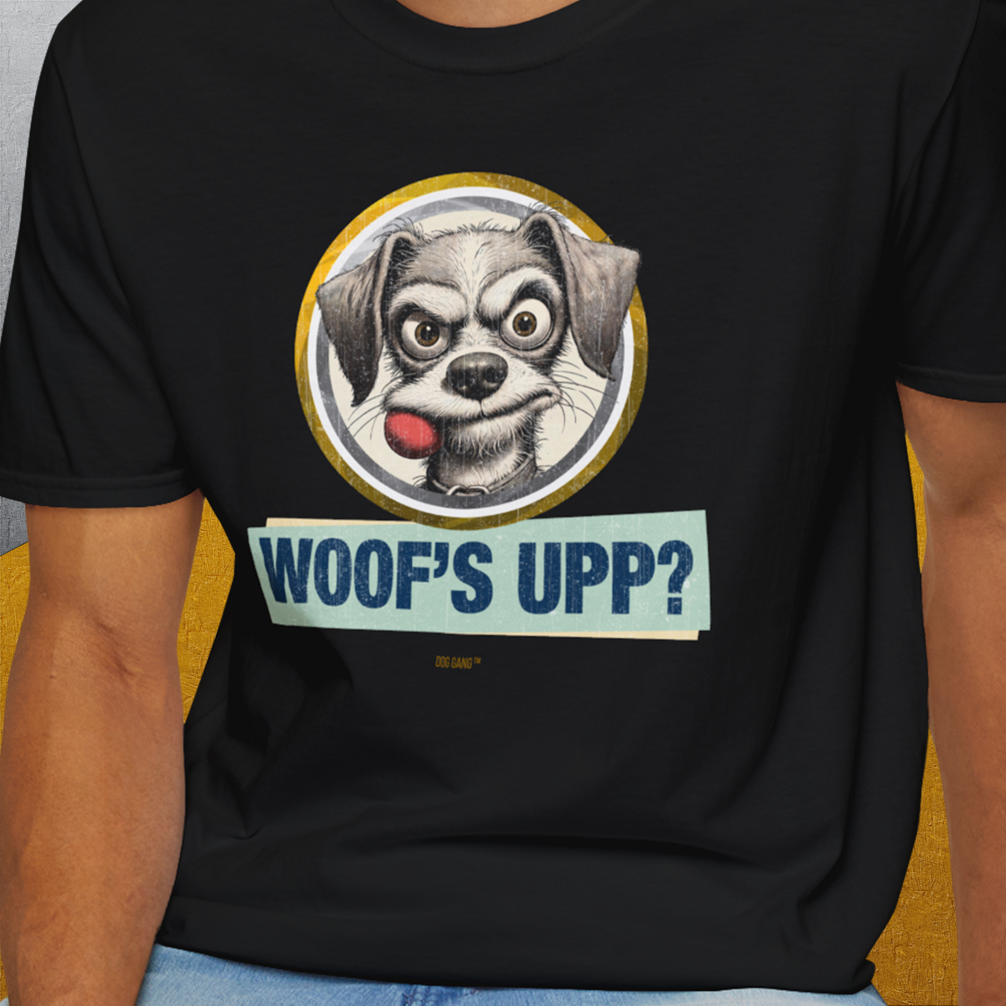 Woof's Upp? Volume 1, Unisex T-Shirt-. A dog-themed Design from Dog Gang