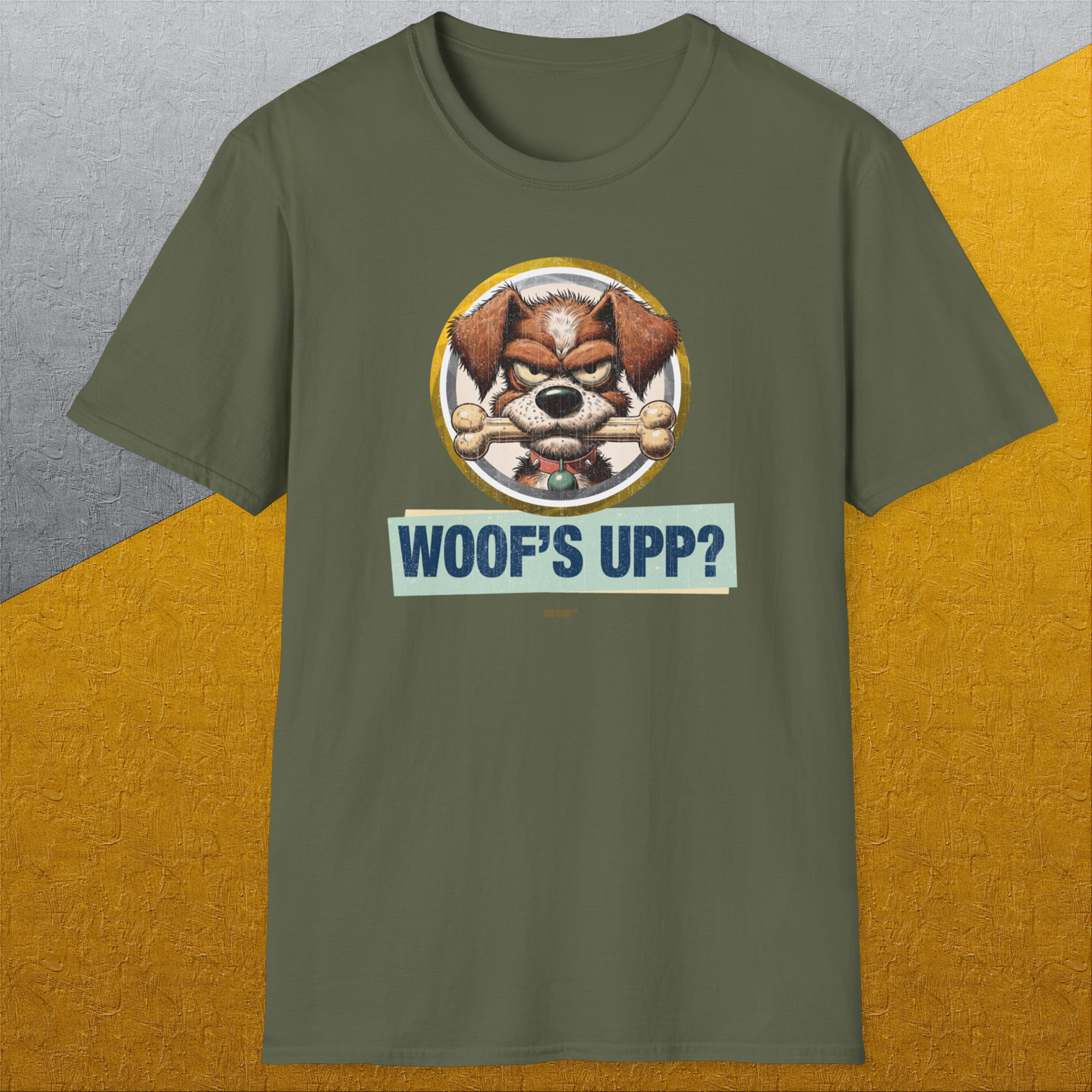 Woof's Upp? Volume 2, Unisex T-Shirt-, a cool and stylish design with a funny saying from Dog Gang