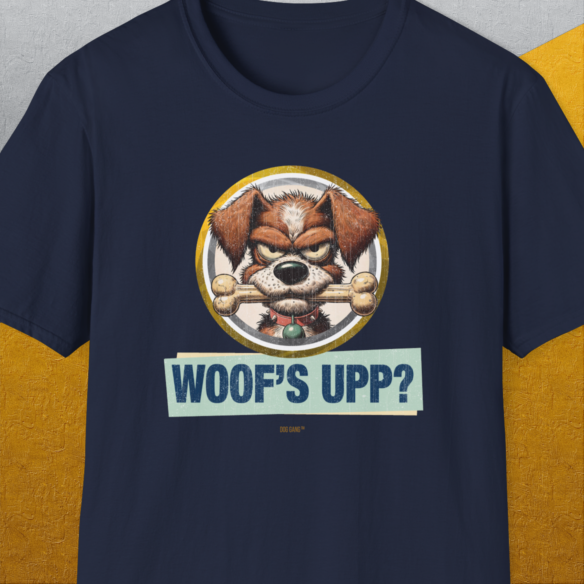 Woof's Upp? Volume 2, Unisex T-Shirt-Navy, Design by Dog Gang