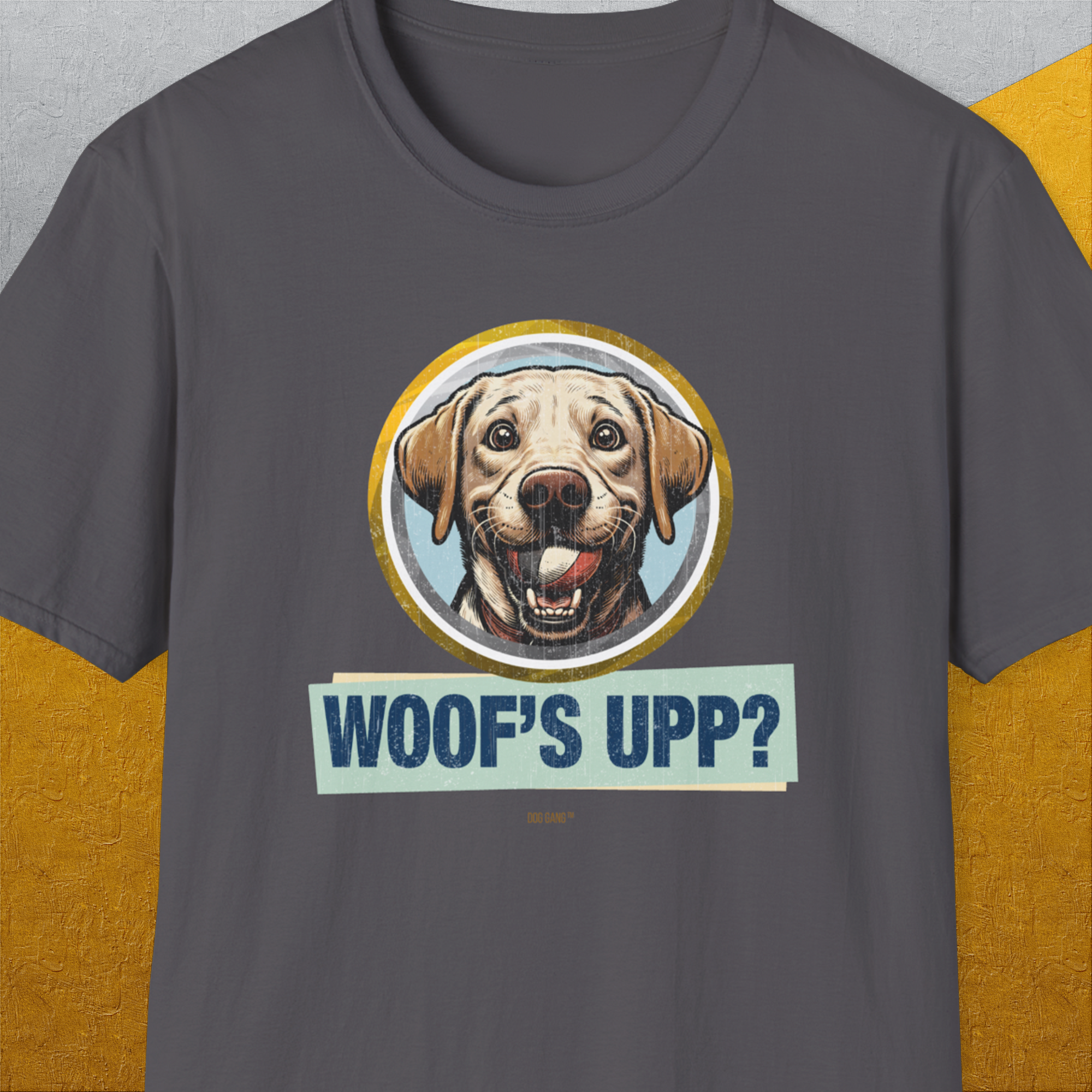 Woof's Upp? Volume 3, Unisex T-Shirt-Charcoal, Design by Dog Gang