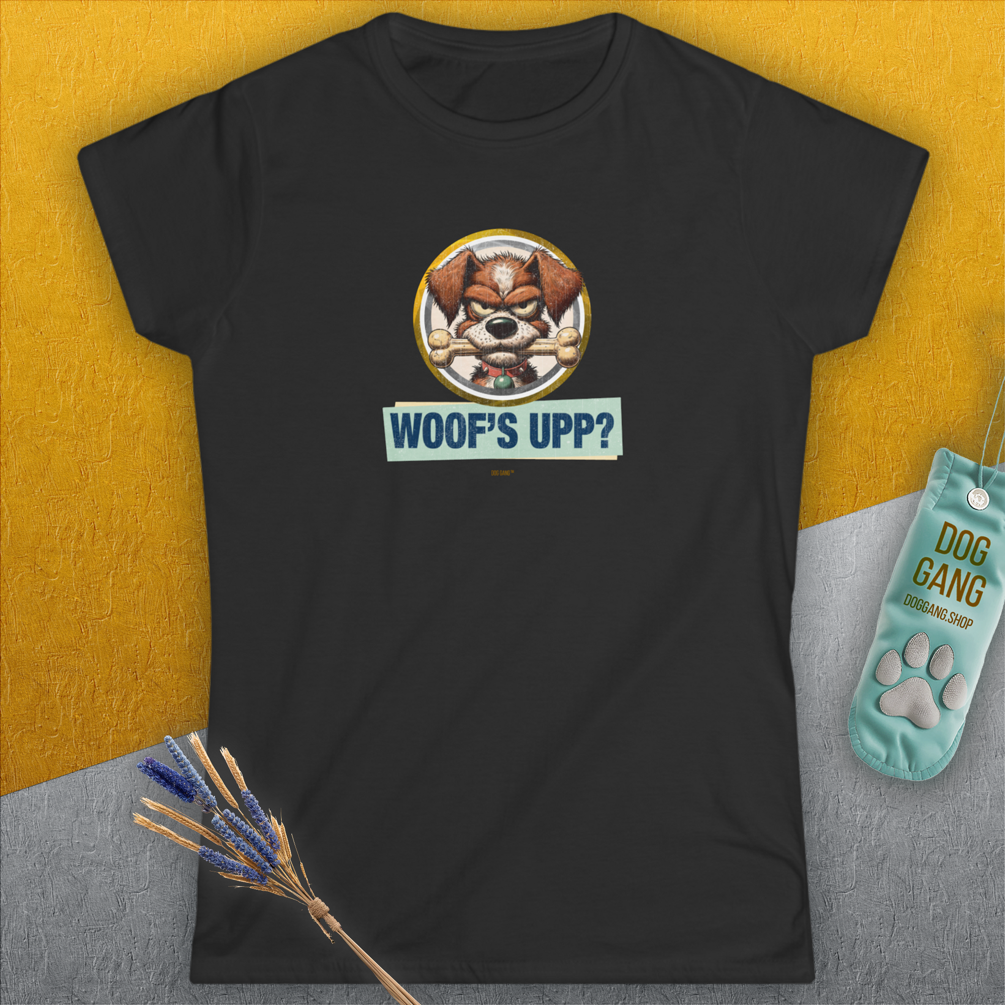Woof's Upp? Volume 2, Women's T-Shirt-, a fun and stylish design for dog lovers from Dog Gang