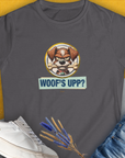 Woof's Upp? Volume 2, Women's T-Shirt-Charcoal. A dog-themed Design from Dog Gang