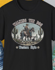 Walking The Dog, Western Style, Volume 2, Unisex T-Shirt-Black, Design by Dog Gang