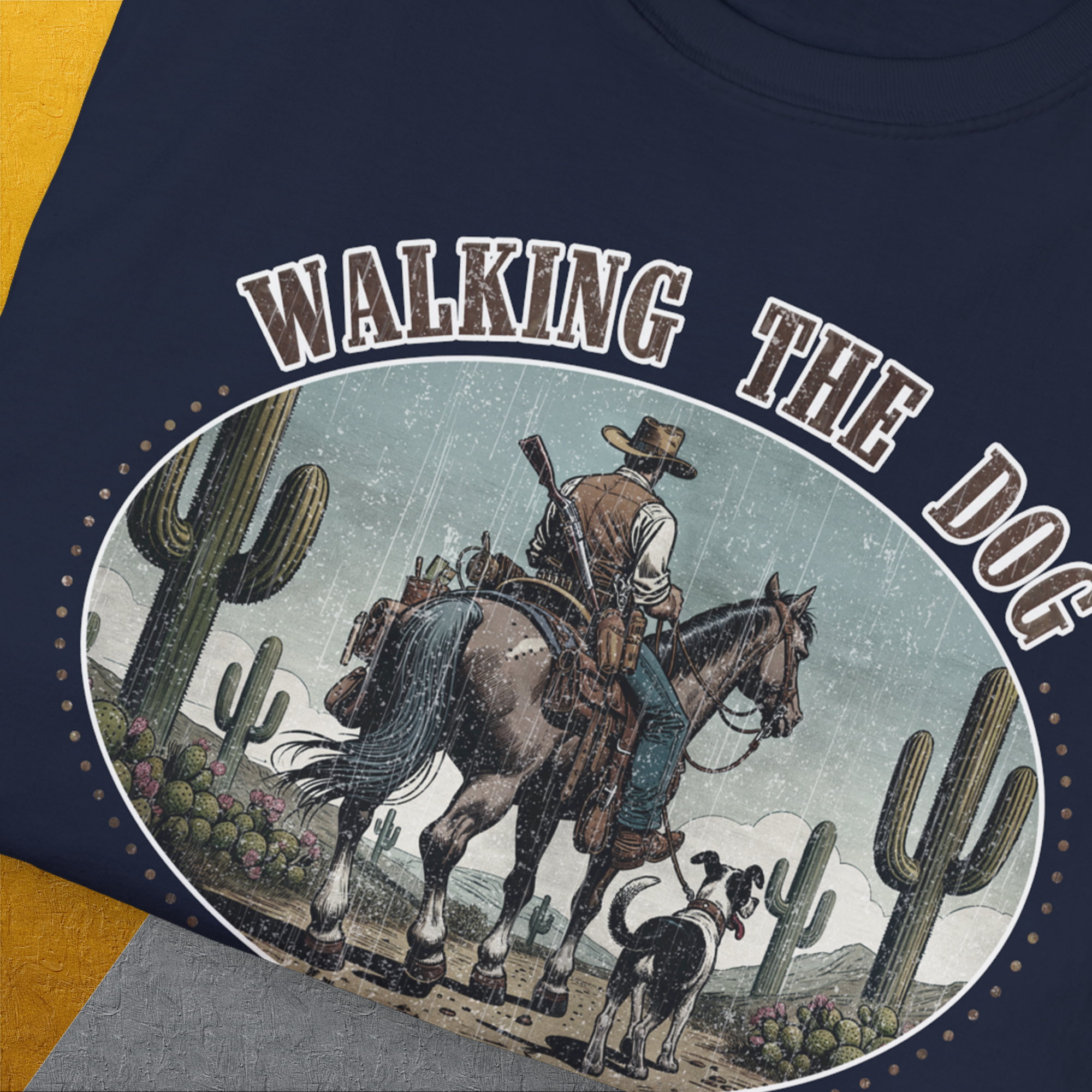 Walking The Dog, Western Style, Volume 2, Unisex T-Shirt-. A dog-themed Design from Dog Gang