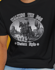 Walking The Dog, Western Style, Volume 3, Unisex T-Shirt-. For dog lovers and dog owners. Design by Dog Gang