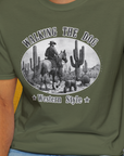 Walking The Dog, Western Style, Volume 1, Unisex T-Shirt-. For dog lovers and dog owners. Design by Dog Gang