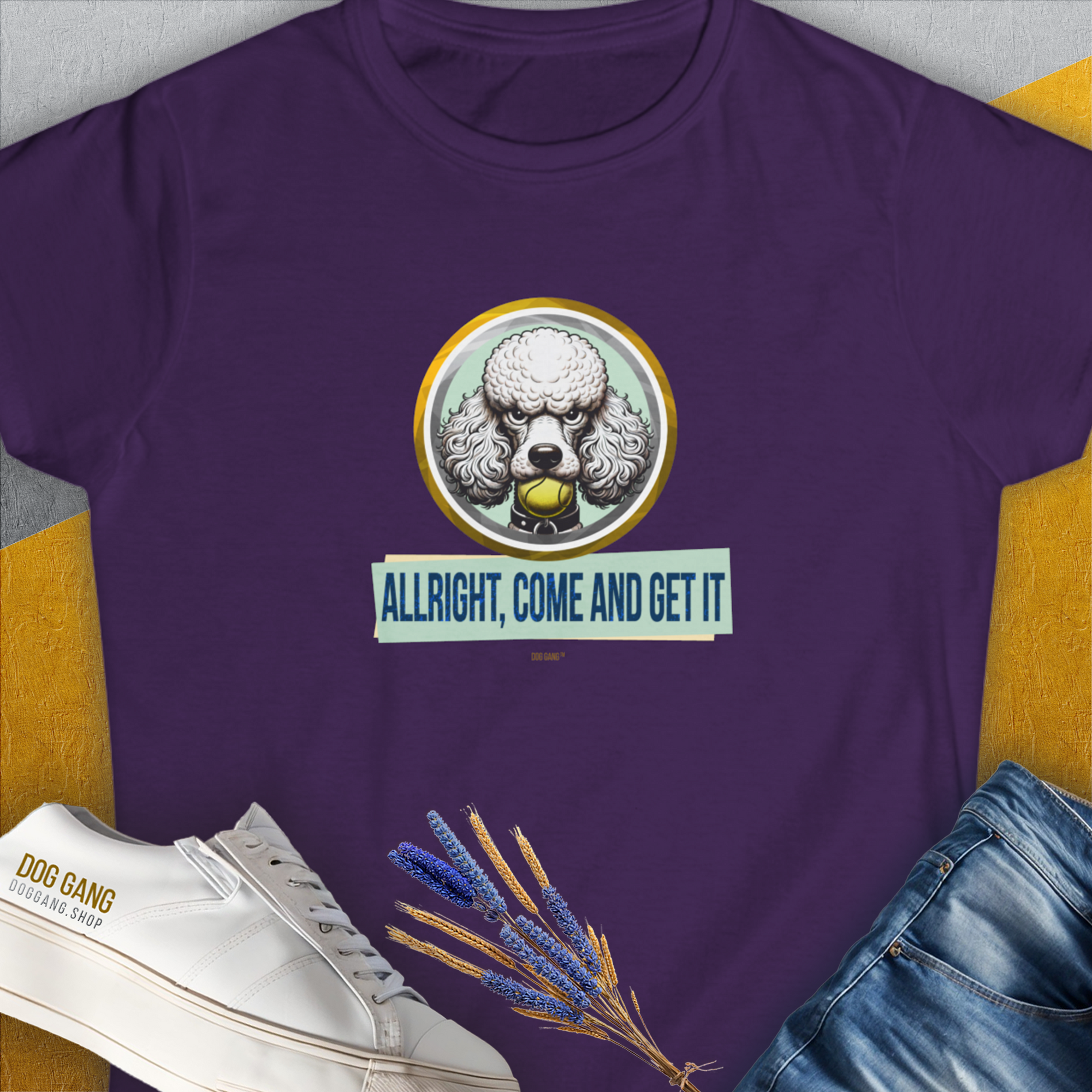 Allright Come And Get It, Volume 3, Women's T-Shirt-Purple, a cool and stylish design with a funny saying from Dog Gang