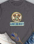 Allright Come And Get It, Volume 4, Women's T-Shirt-Charcoal. A dog-themed Design from Dog Gang