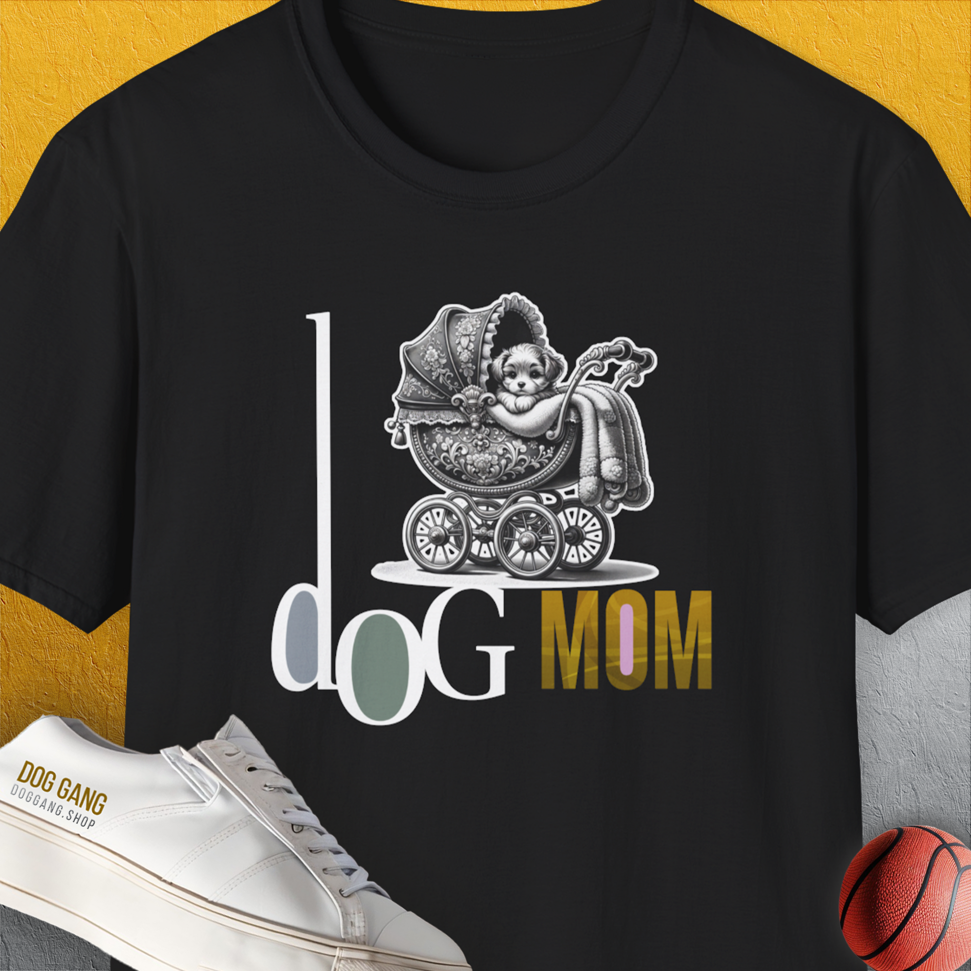 Dog Mom Series, Volume 5, Unisex T-Shirt-Black, Design by Dog Gang