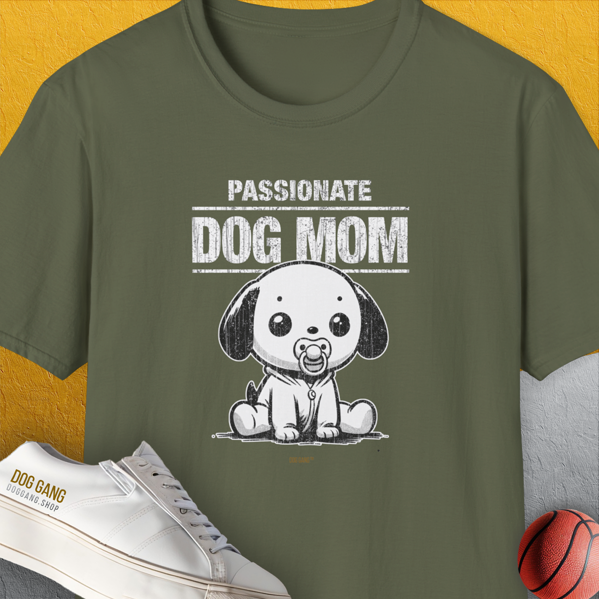 Dog Mom Series, Volume 7, Unisex T-Shirt-Military Green, Design by Dog Gang