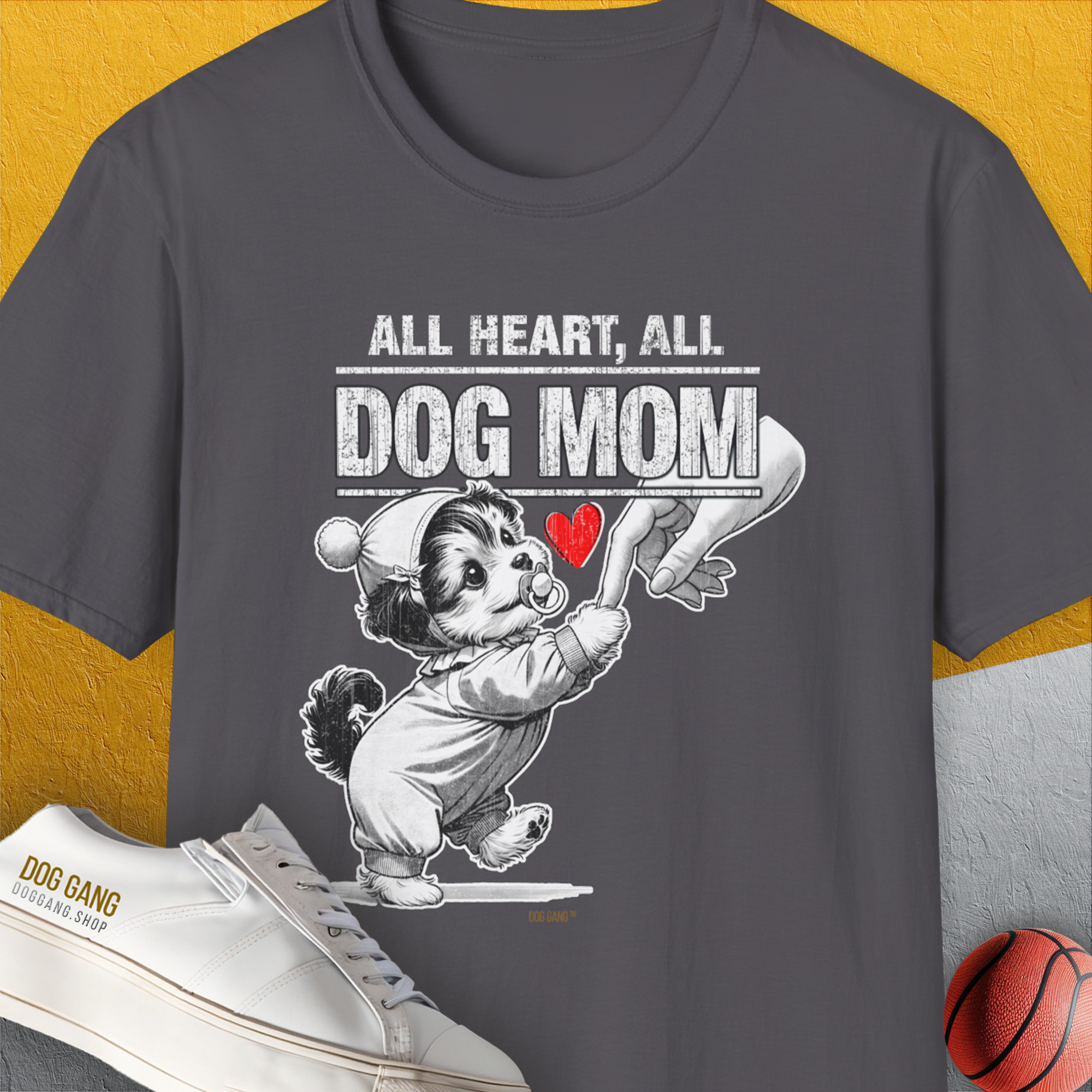 Dog Mom Series, Volume 9, Unisex T-Shirt-Charcoal, Design by Dog Gang