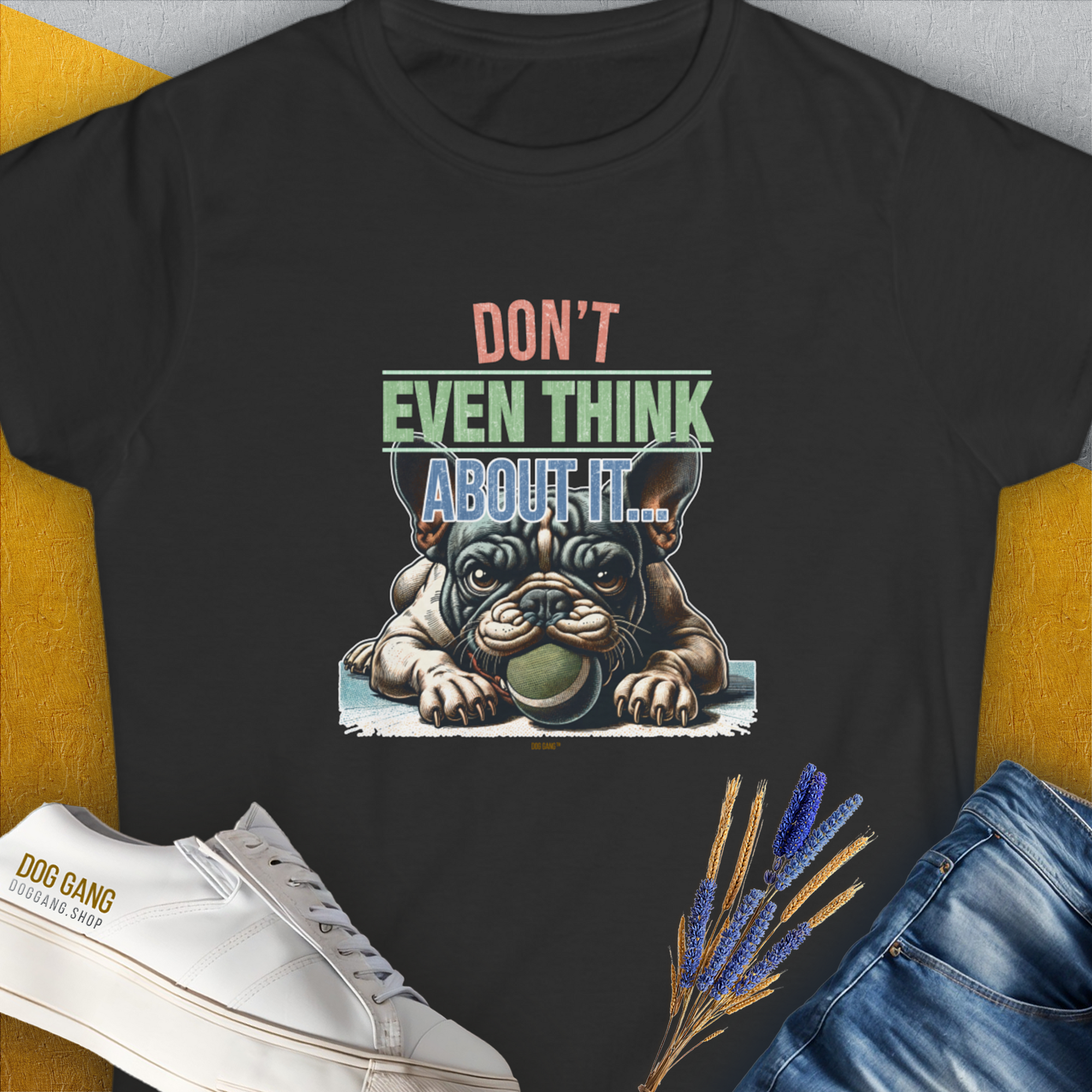 Don't Even Think About It..., Volume 2, Women's T-Shirt-Black. A perfect gift for dog lovers and dog owners. Design by Dog Gang