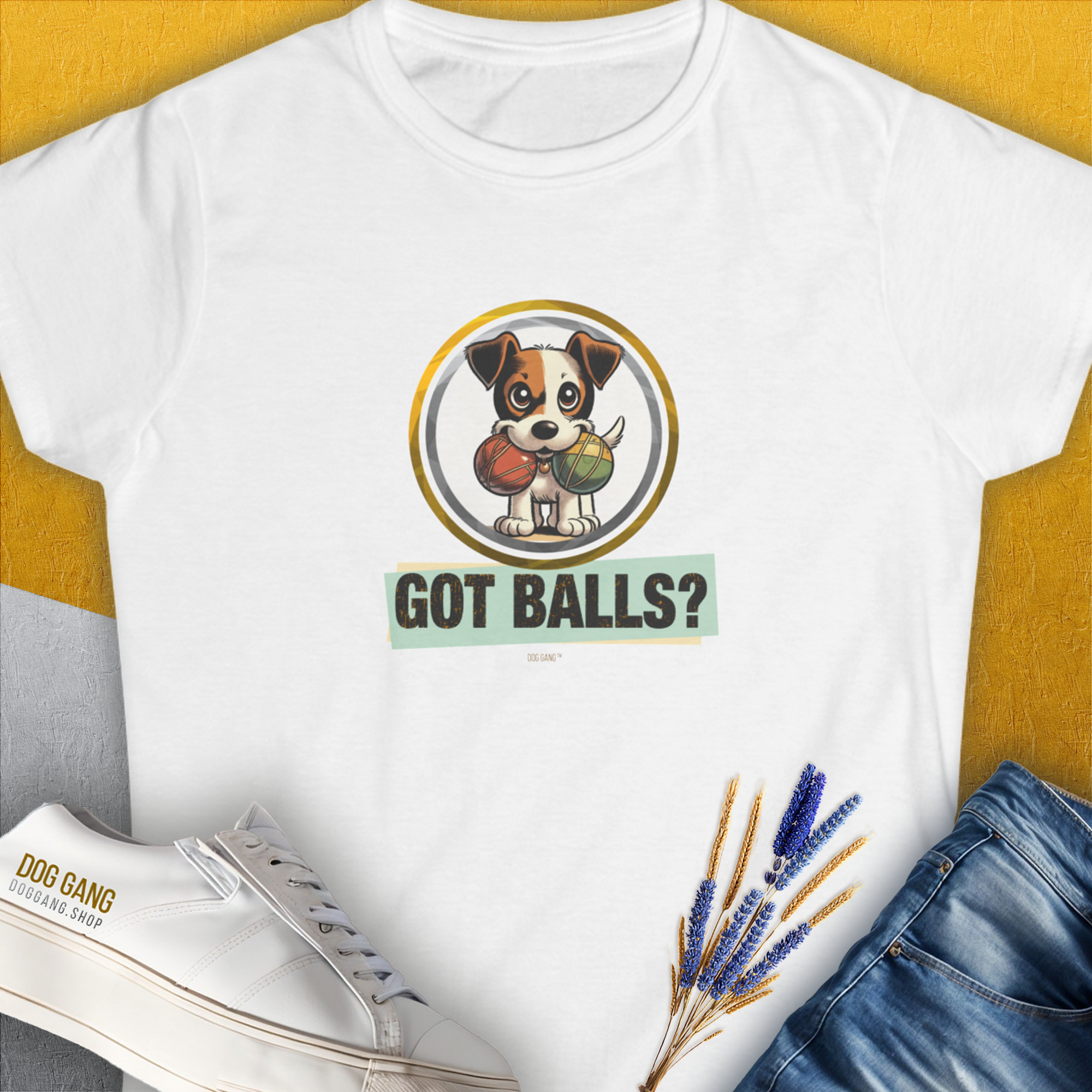 Got Balls? Volume 5, Women&#39;s T-Shirt-White. For dog lovers and dog owners. Design by Dog Gang