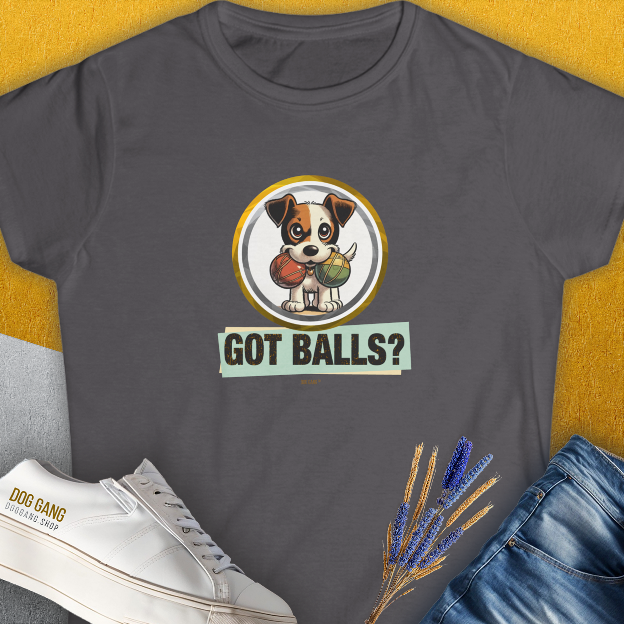 Got Balls? Volume 5, Women&#39;s T-Shirt-Charcoal. A dog-themed Design from Dog Gang