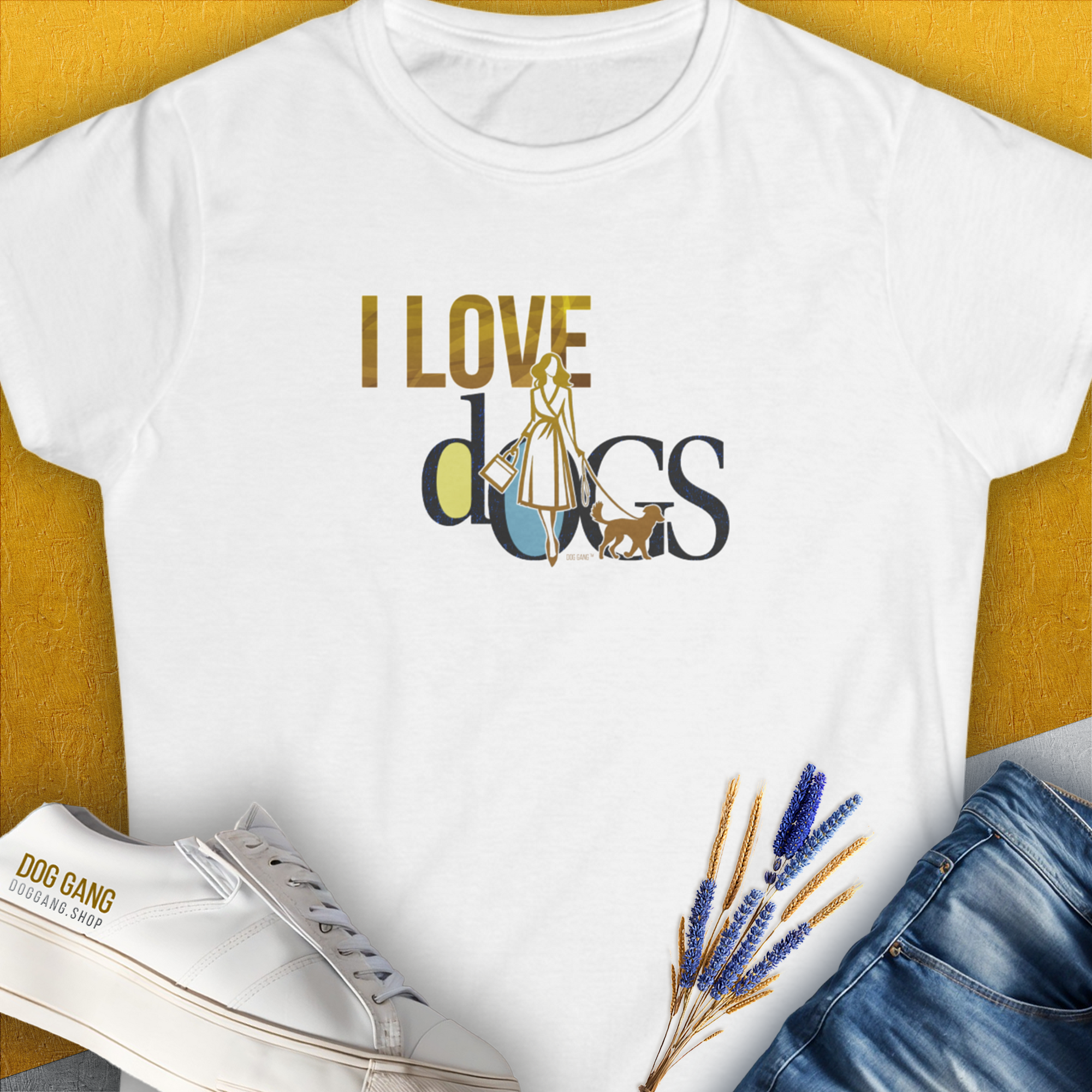 I Love Dogs - Series I, Volume 3, Women's T-Shirt-White. For dog lovers and dog owners. Design by Dog Gang