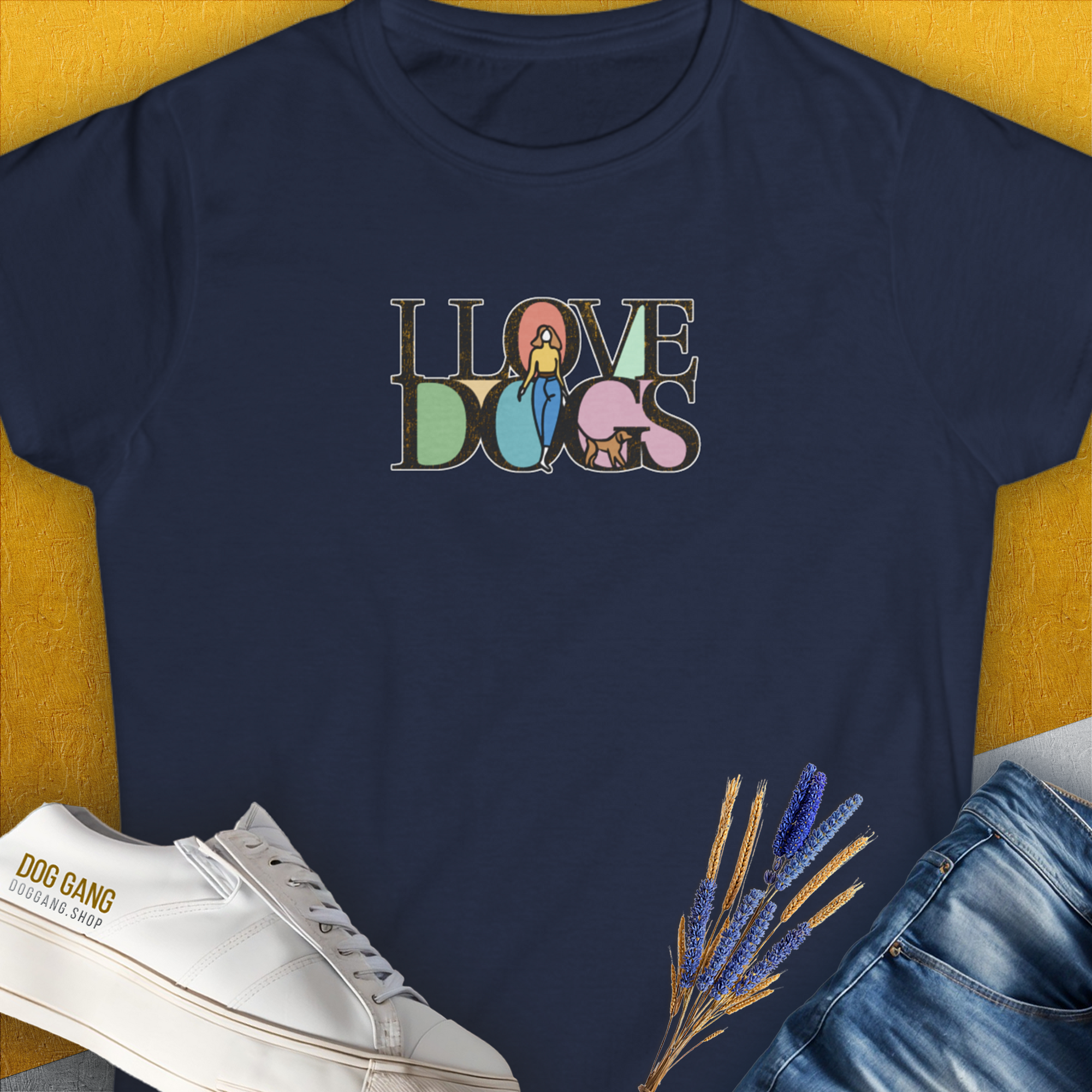 I Love Dogs - Series I, Volume 5, Women&#39;s T-Shirt-Navy, a cool and stylish design with a funny saying from Dog Gang