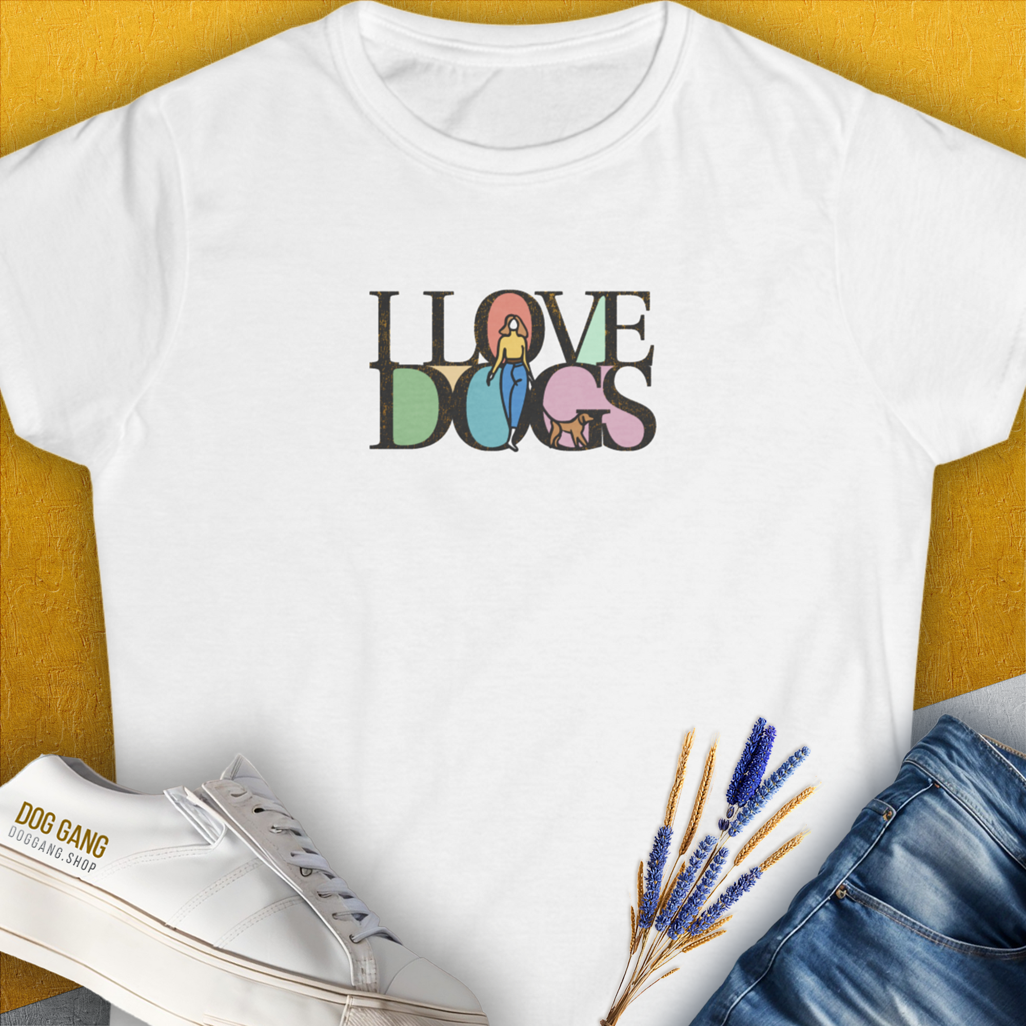 I Love Dogs - Series I, Volume 5, Women&#39;s T-Shirt-White. For dog lovers and dog owners. Design by Dog Gang